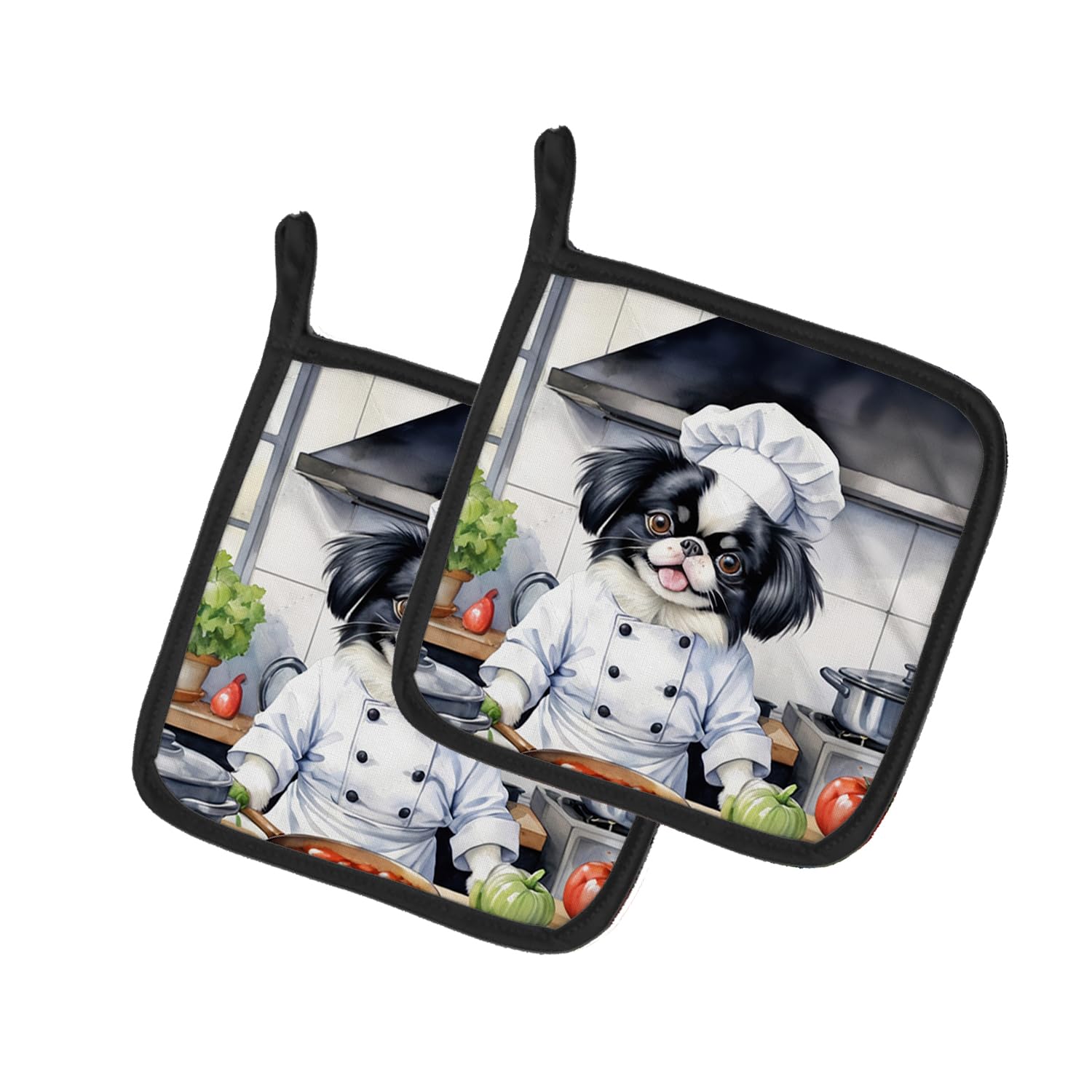 Japanese Chin The Chef Pair of Pot Holders