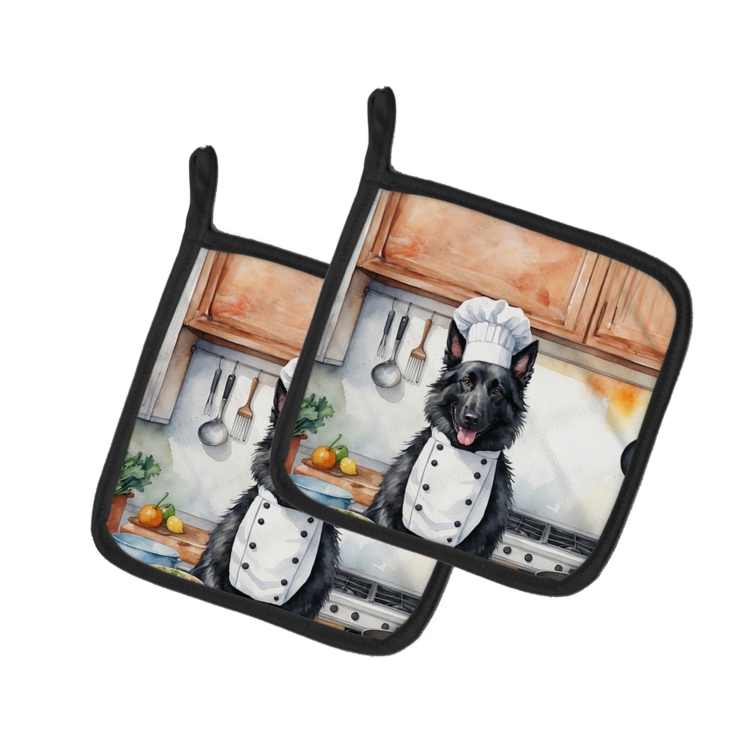 Belgian Sheepdog The Chef Pair of Pot Holders