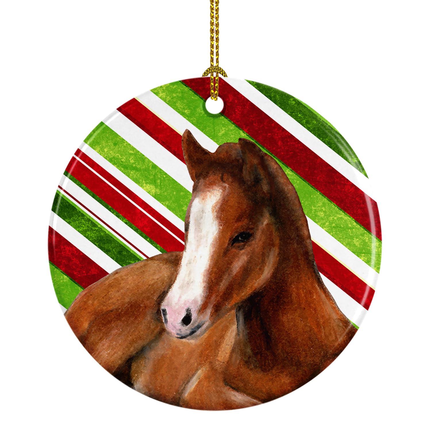 Horse Foal Candy Cane Holiday Christmas Ceramic Ornament SB3131CO1