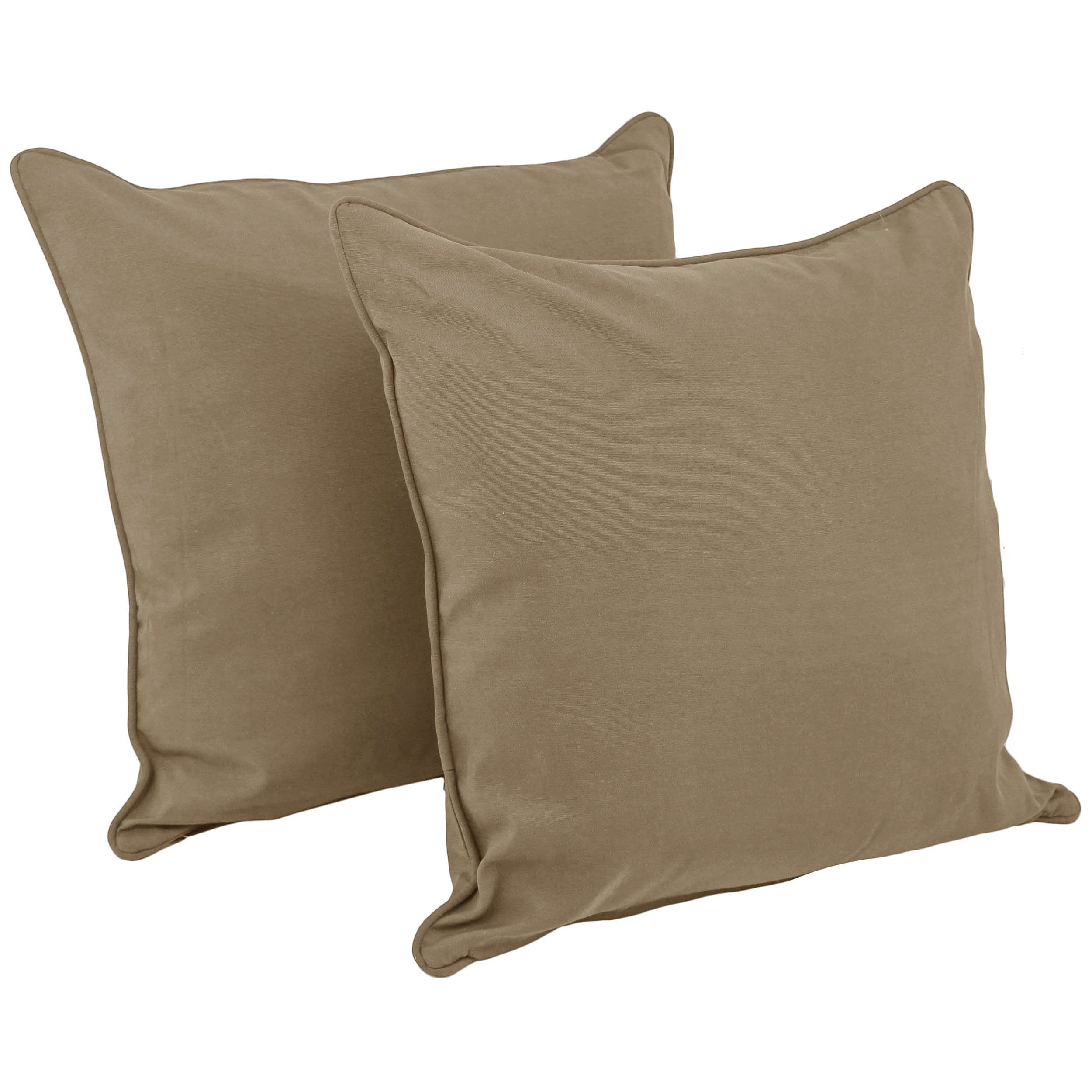 25-inch Double-corded Solid Twill Square Floor Pillows with Inserts (Set of 2) - Toffee