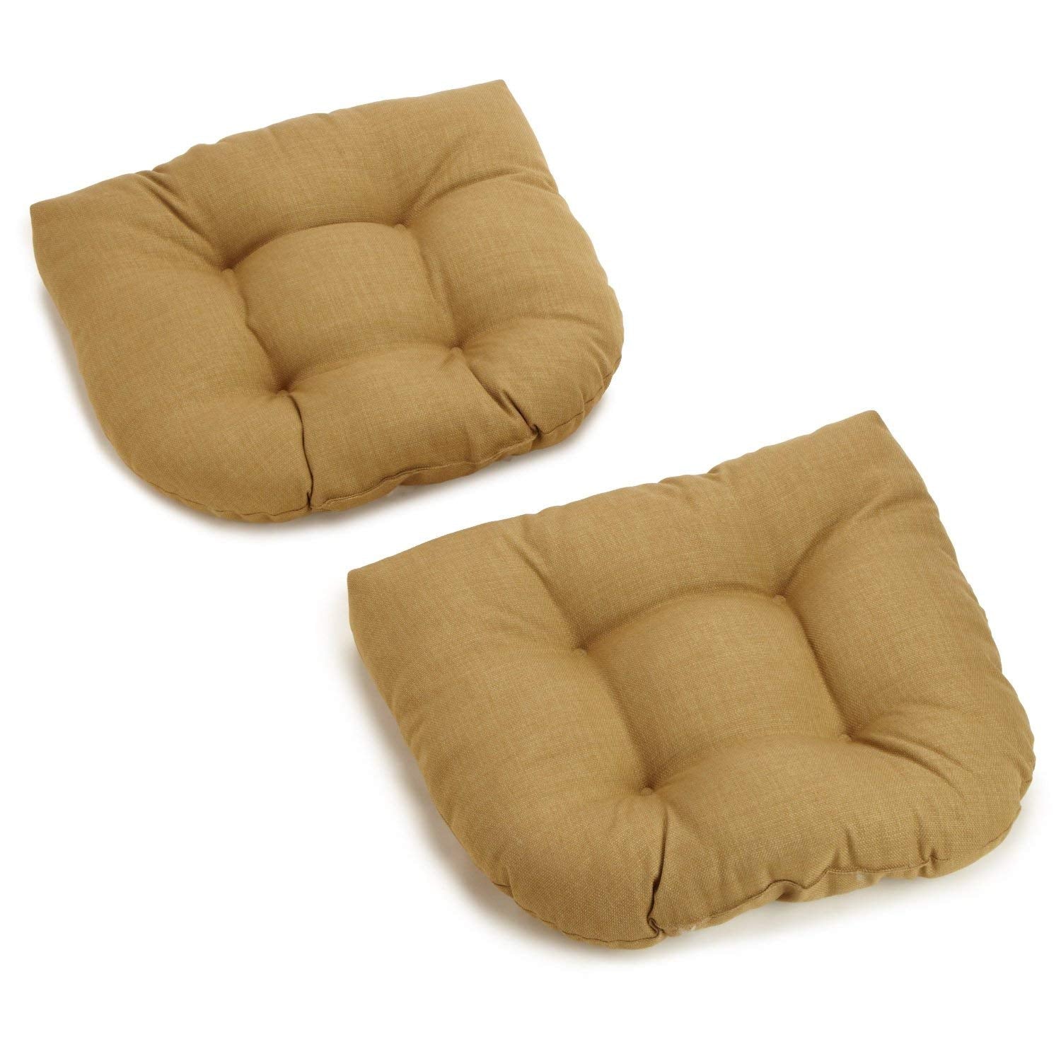 19-inch U-Shaped Outdoor Spun Polyester Tufted Dining Chair Cushion (Set of 2) - Wheat