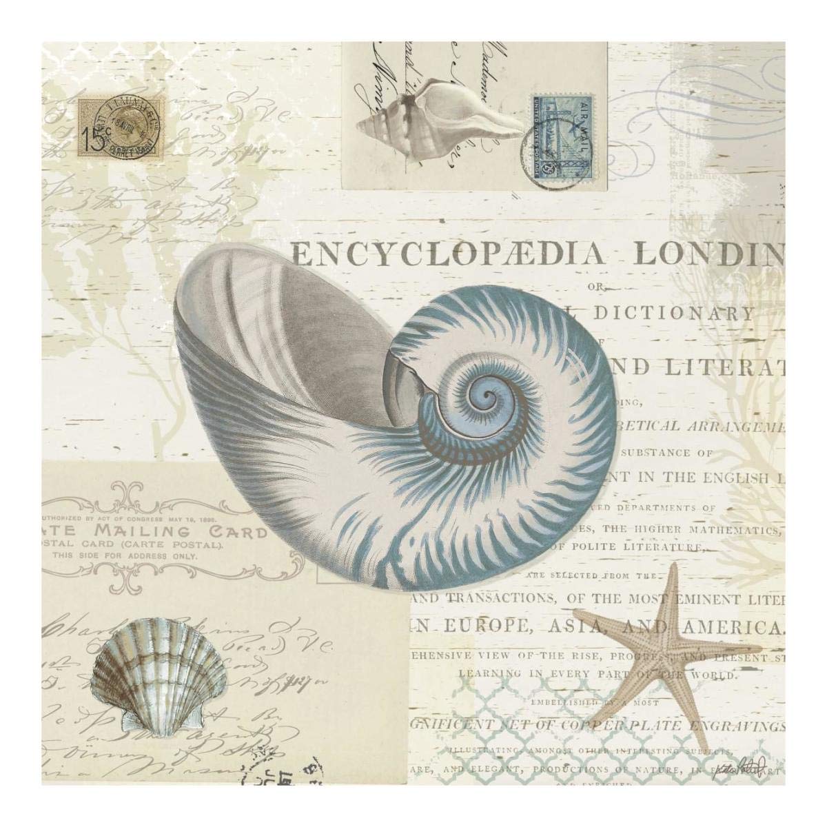 Beach Wonders III No Butterflies -Paper Art-20x20”