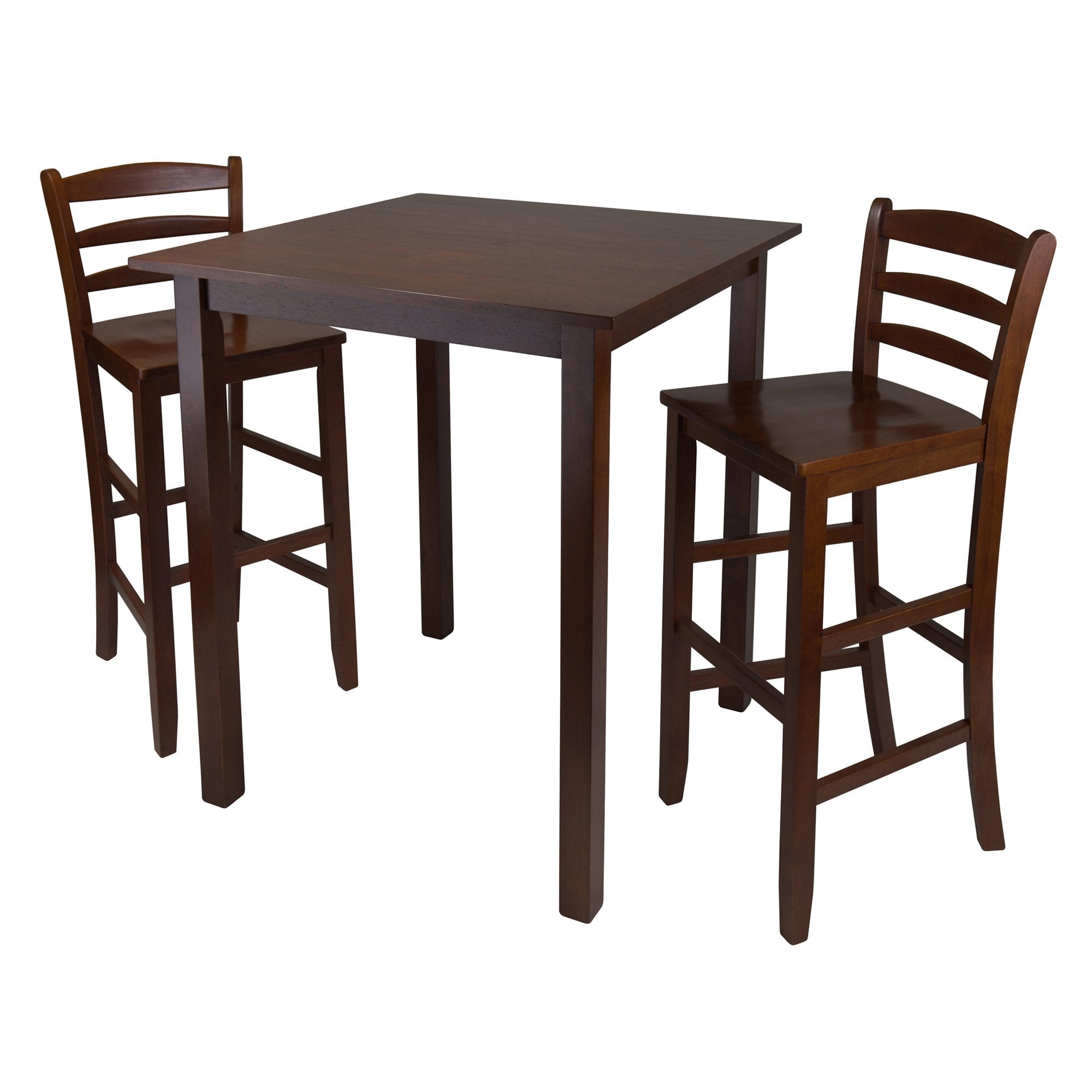 Parkland 3-Pc High Table with Ladder-back Bar Stools, Walnut