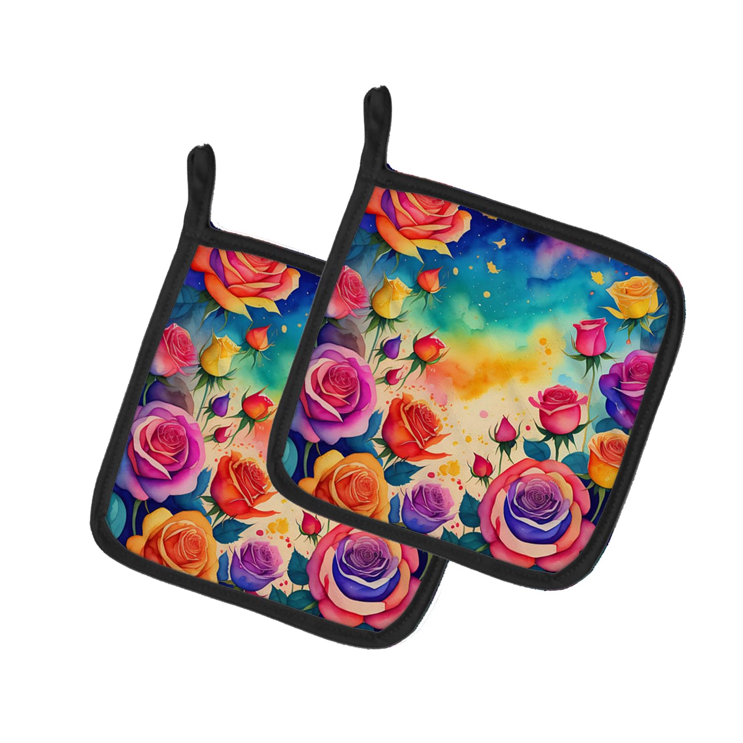 Colorful Roses Pair of Pot Holders