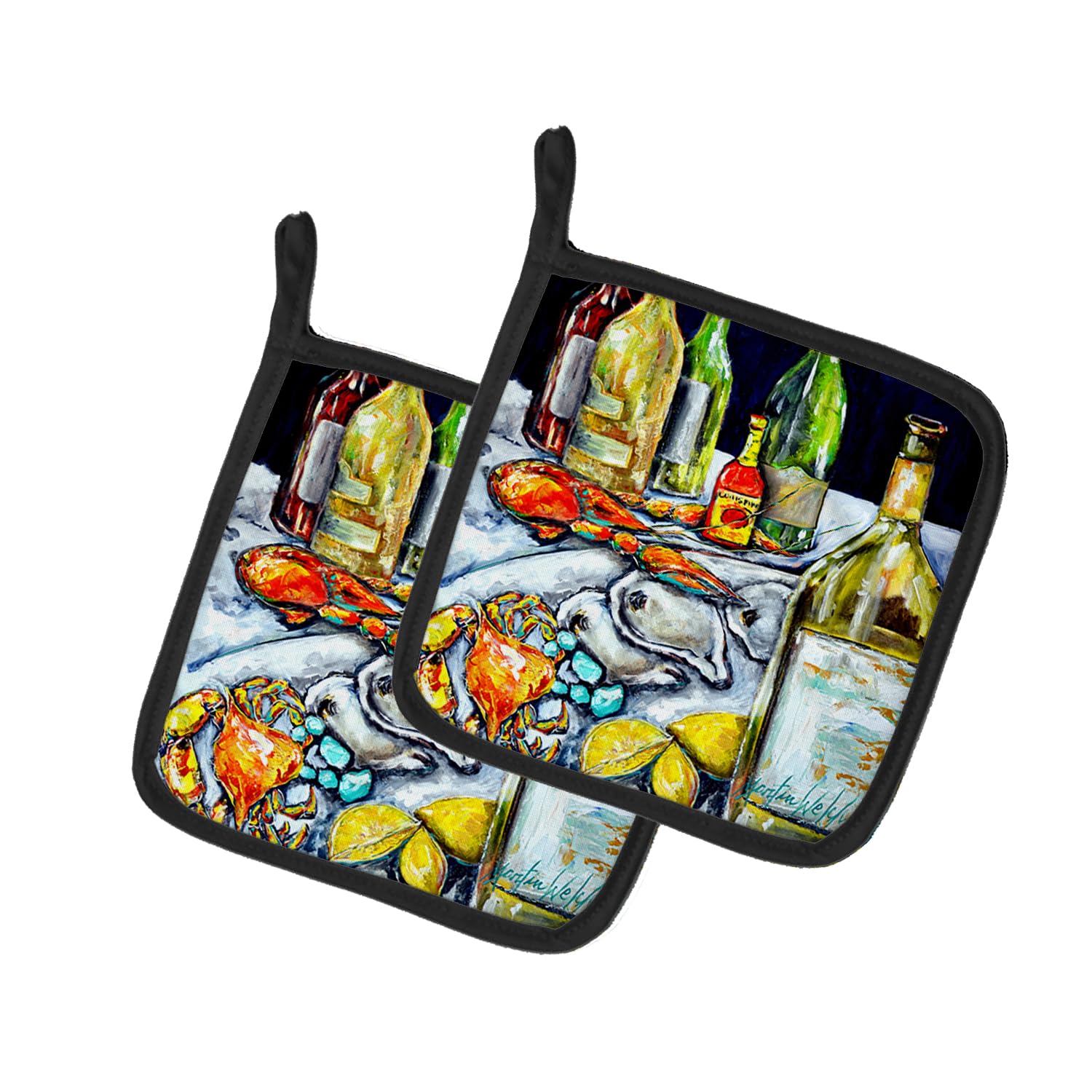 Sit A Spell Seafood Dinner Pair of Pot Holders
