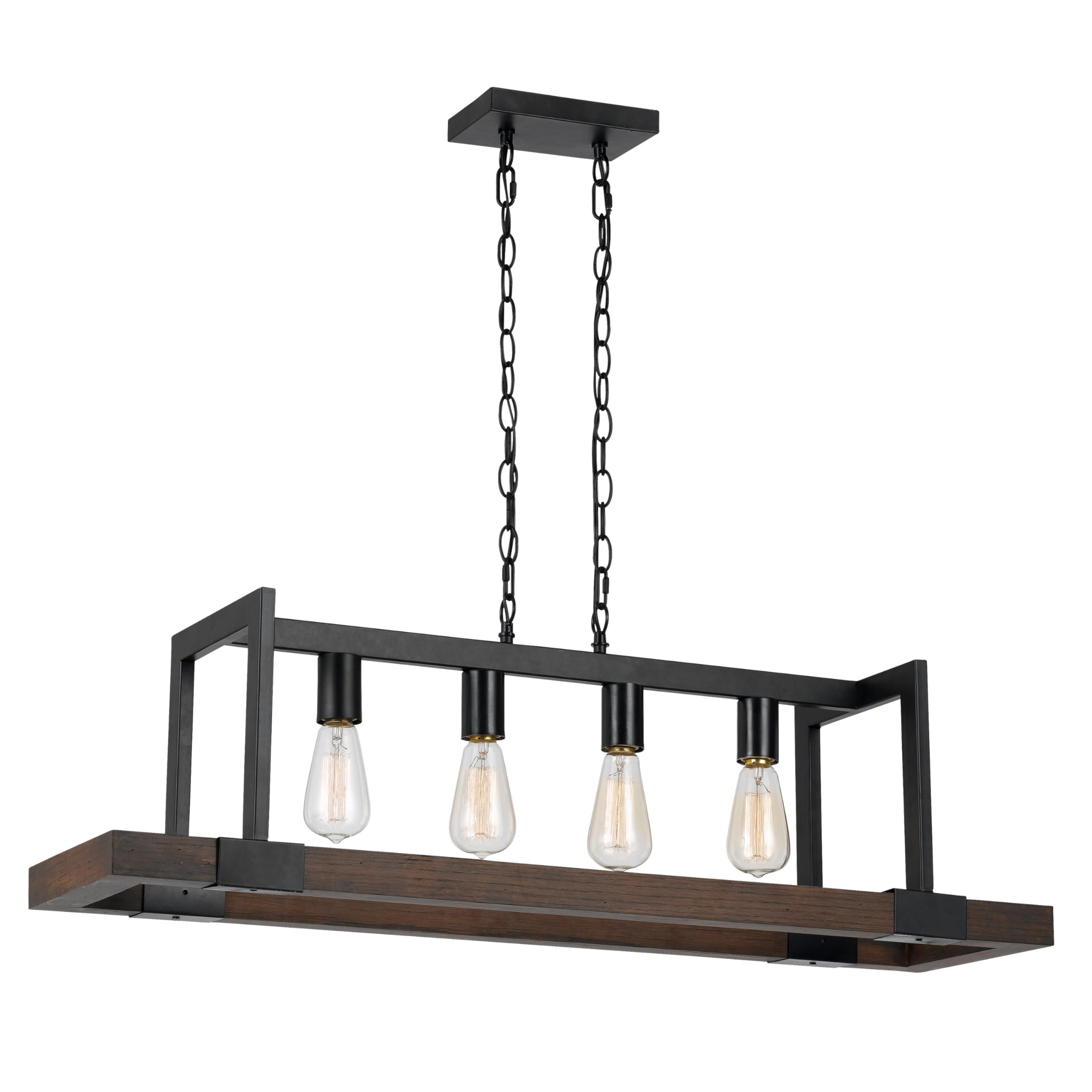 60 X 4 Watt Wood and Metal Chandelier with 6 Foot Chain, Brown and Black