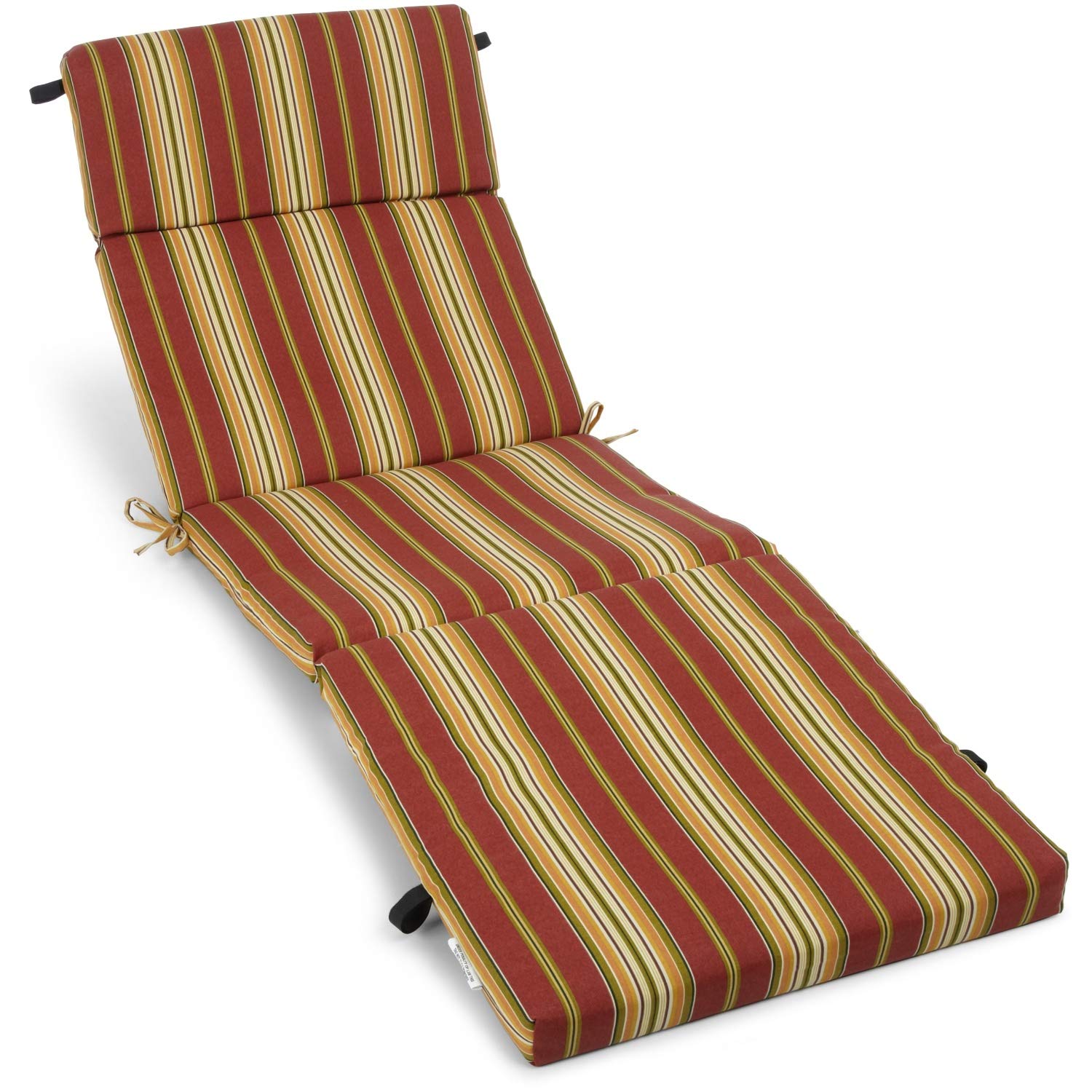 72-inch Outdoor Chasie Lounge Cushion - Kingsley Stripe Ruby