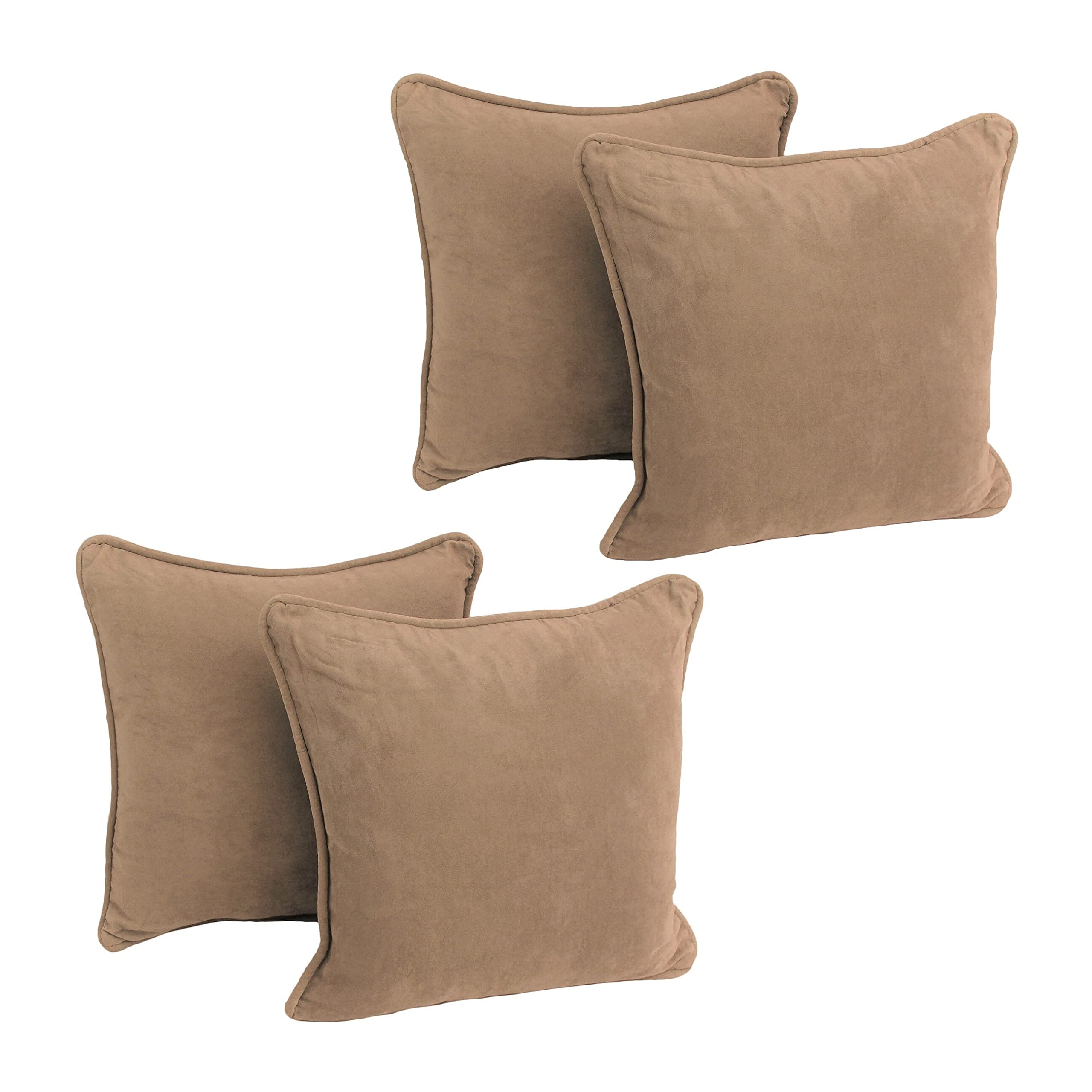 18-inch Double-corded Solid Microsuede Square Throw Pillows (Set of 4)