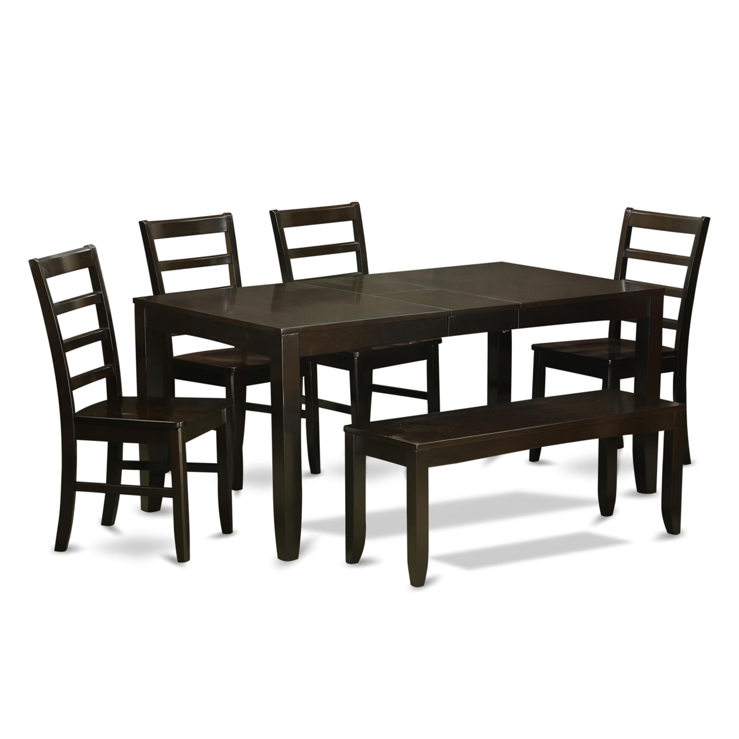 6  Pc  Dining  room  set  with  bench-Table  with  Leaf  and  4  Dining  Chairs  plus  Bench