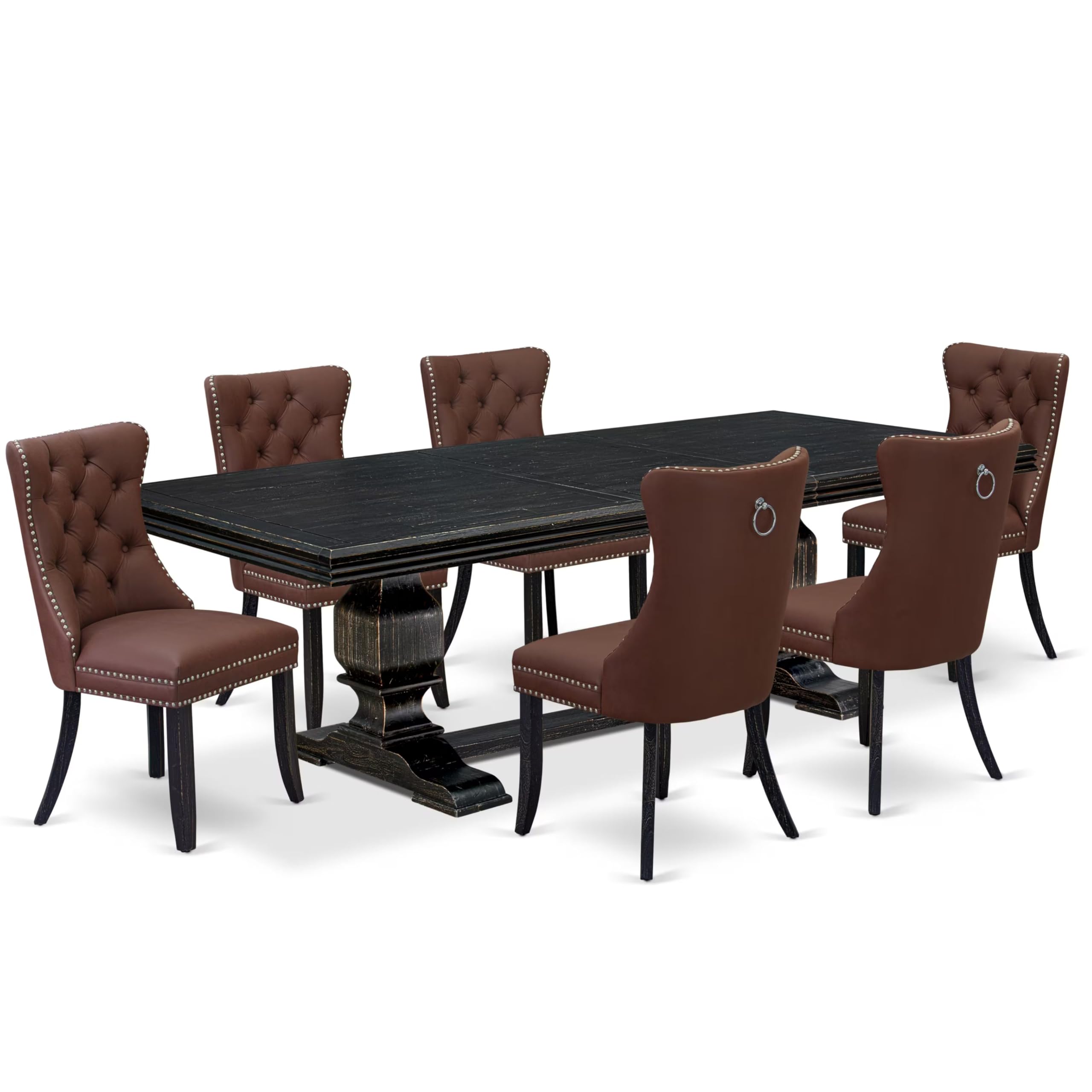 7 piece dining table set a dinner table and 6 Faux Leather dining chairs