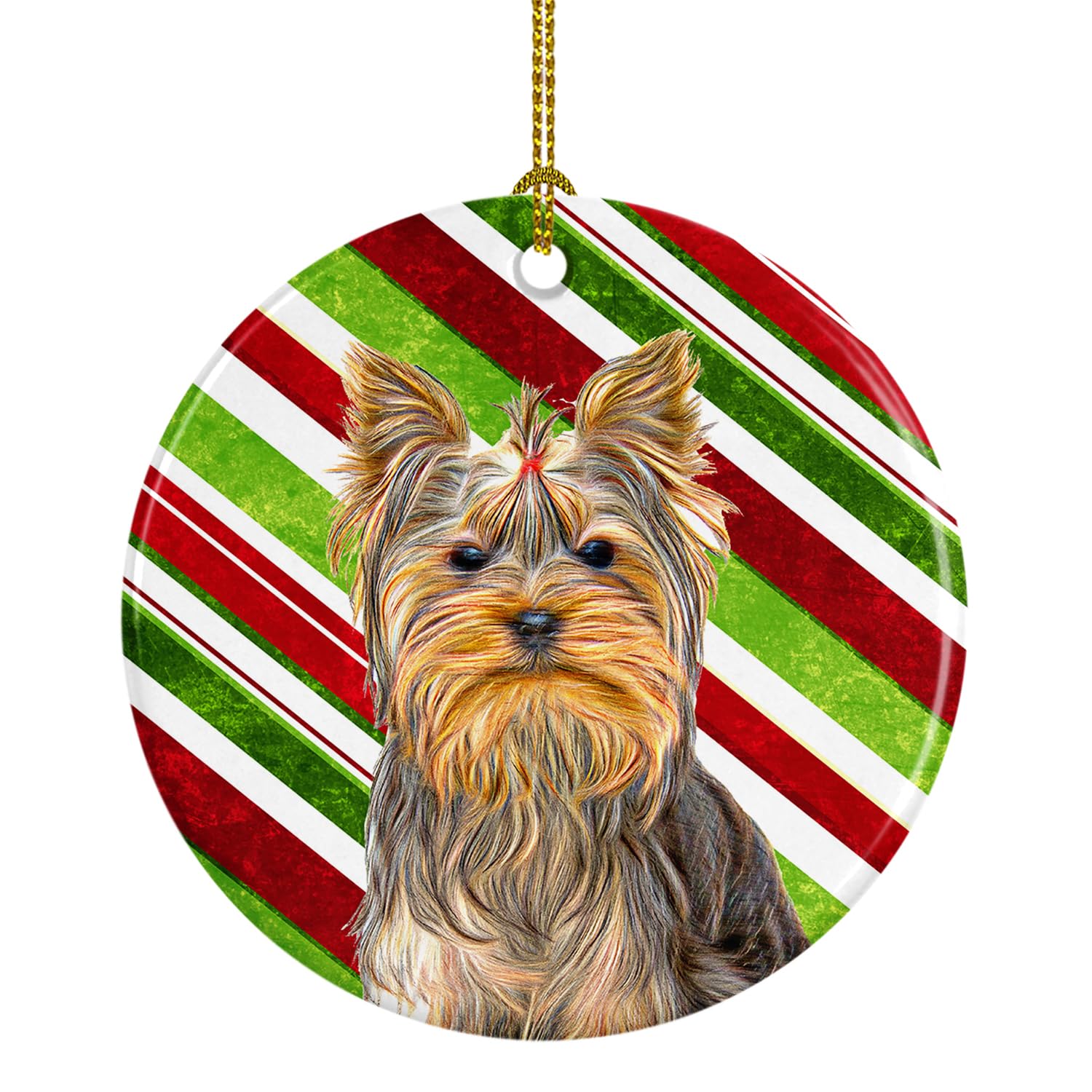 Candy Cane Holiday Christmas Yorkie / Yorkshire Terrier Ceramic Ornament KJ1170CO1