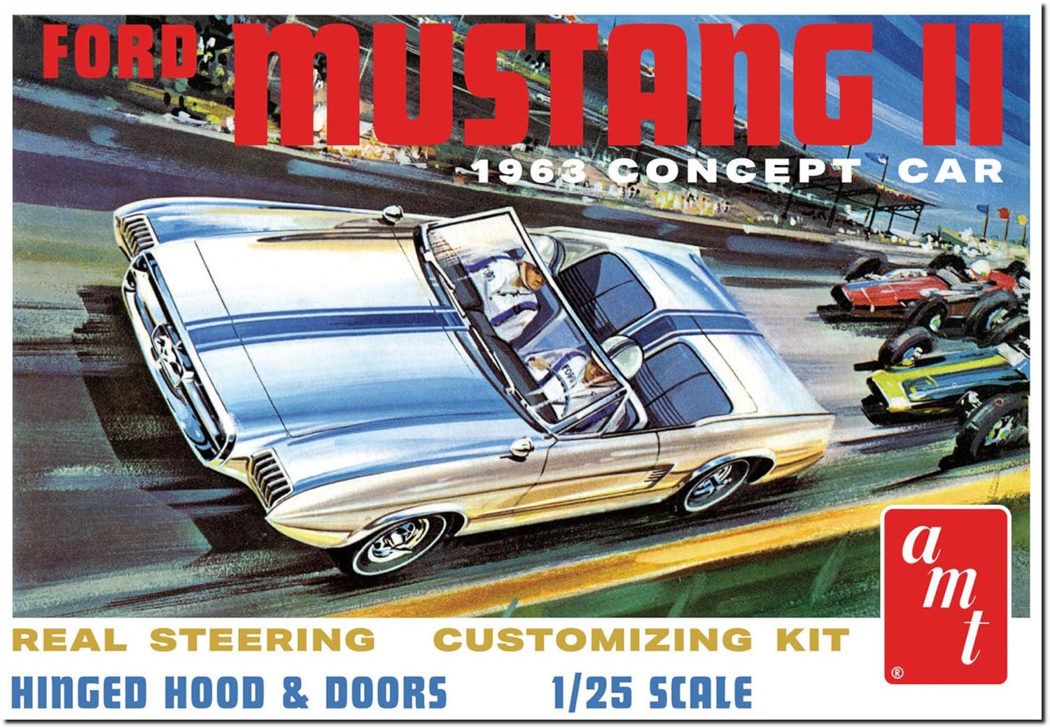Skill 2 Model Kit 1963 Ford Mustang II Concept Car 1/25 Scale Model by AMT