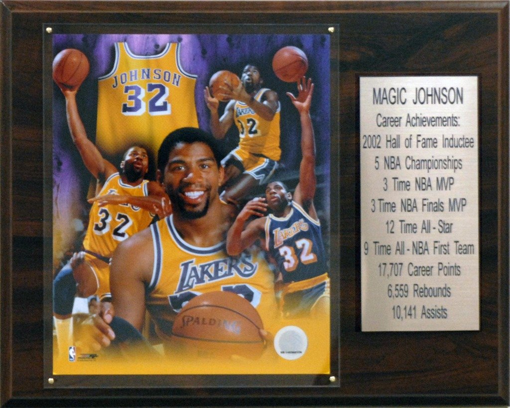 NBA 12x15″ Magic Johnson Los Angeles Lakers Career Stat Plaque