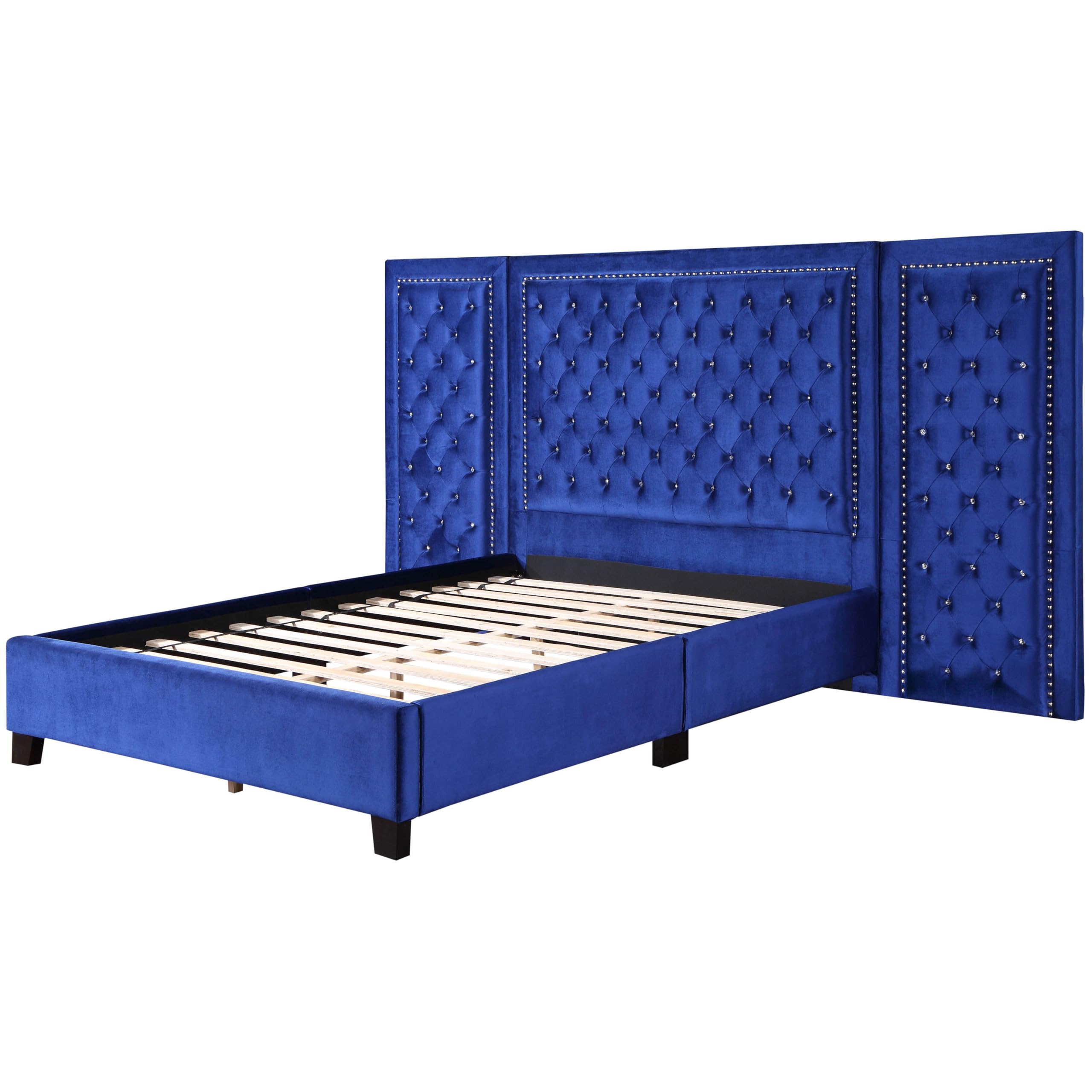 BD00972EK Eastern King Bed - Blue Velvet, Damazy (1Set/2Ctn)