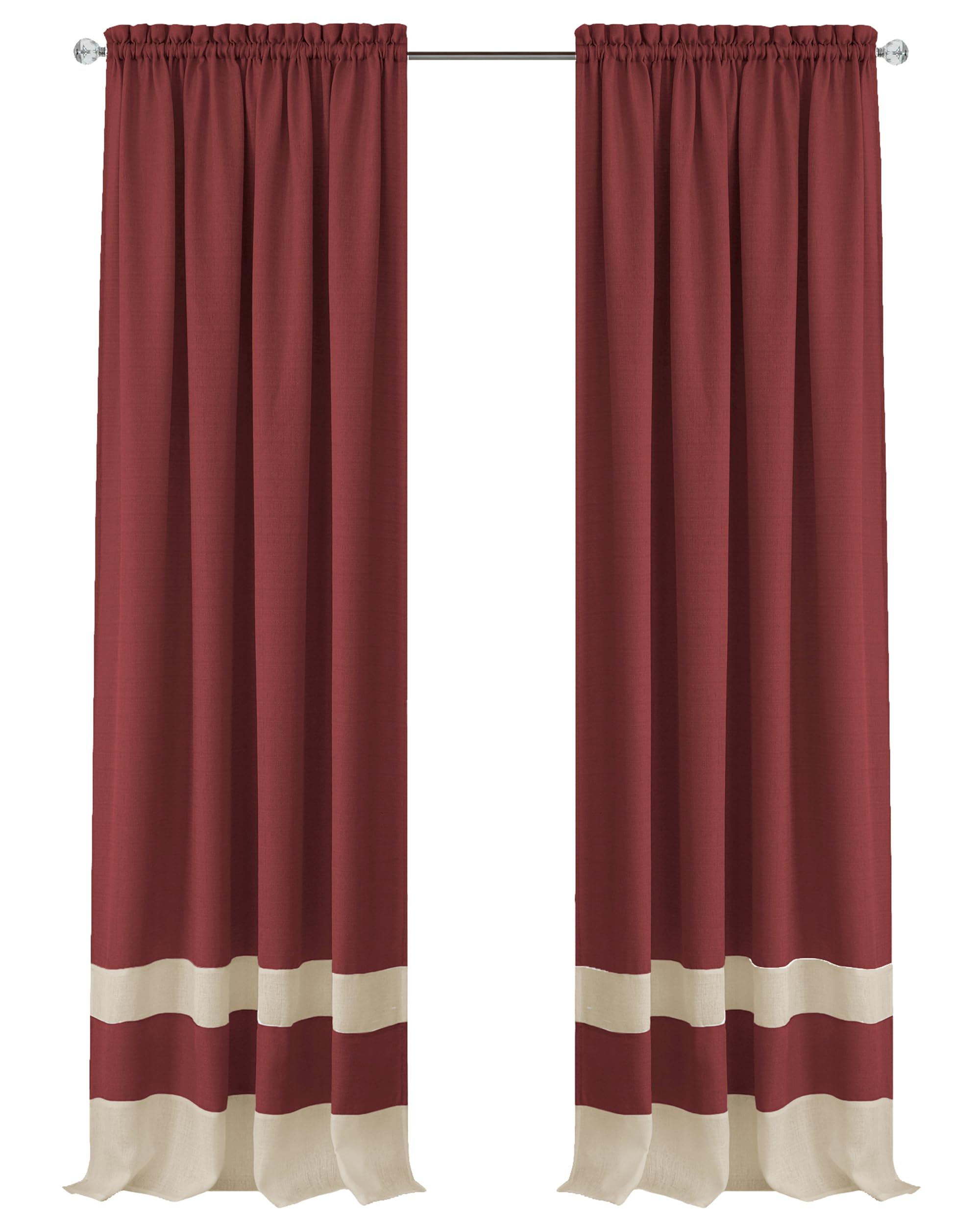 Darcy Rod Pocket Window Curtain Panel - 52x63 - Marsala/Tan