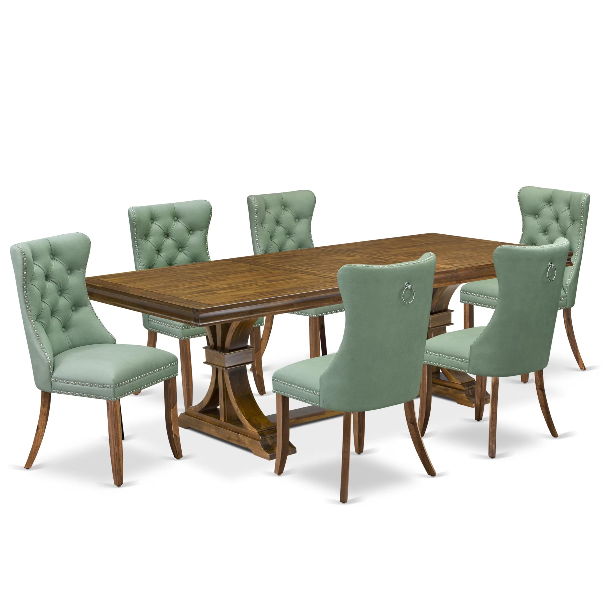 7 piece Kitchen Table Set consists of a Dining Table and 6 Modern Dining Chairs