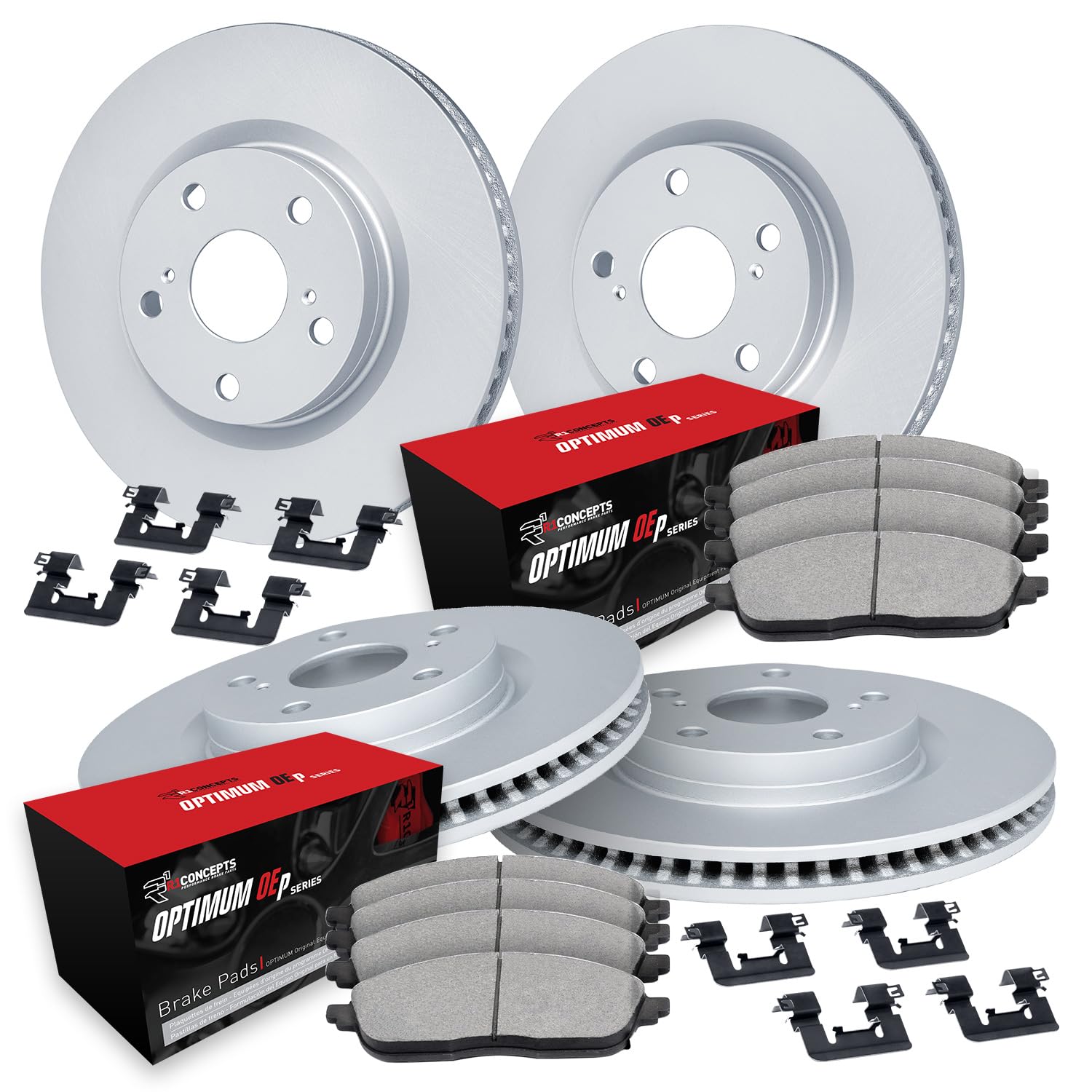R1 Concepts Carbon Coated Disc Brake Rotor Set with Optimum Oe Pads and Hardware WDUH2-31097