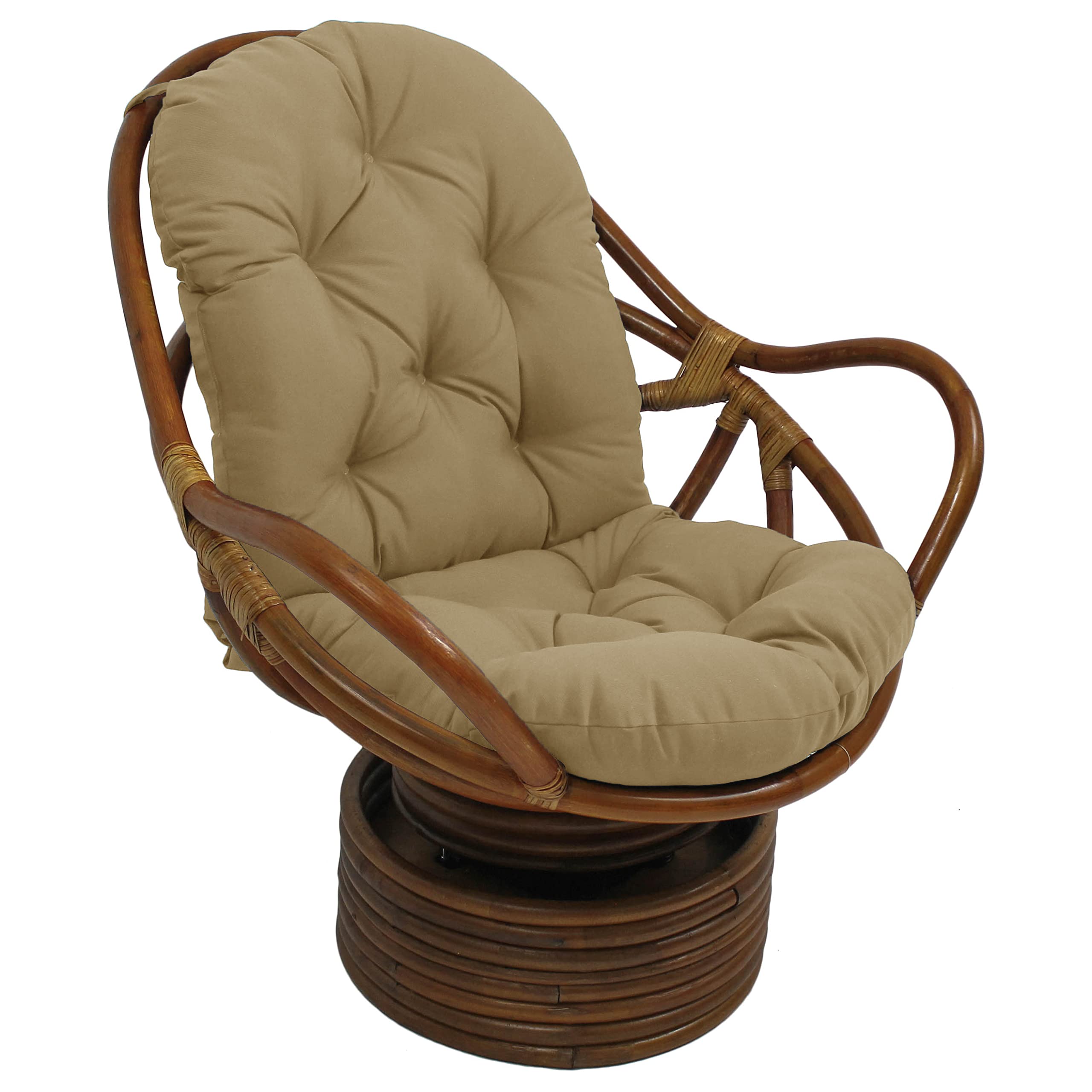 Rattan Swivel Rocker with Outdoor Fabric Cushion - Sandstone