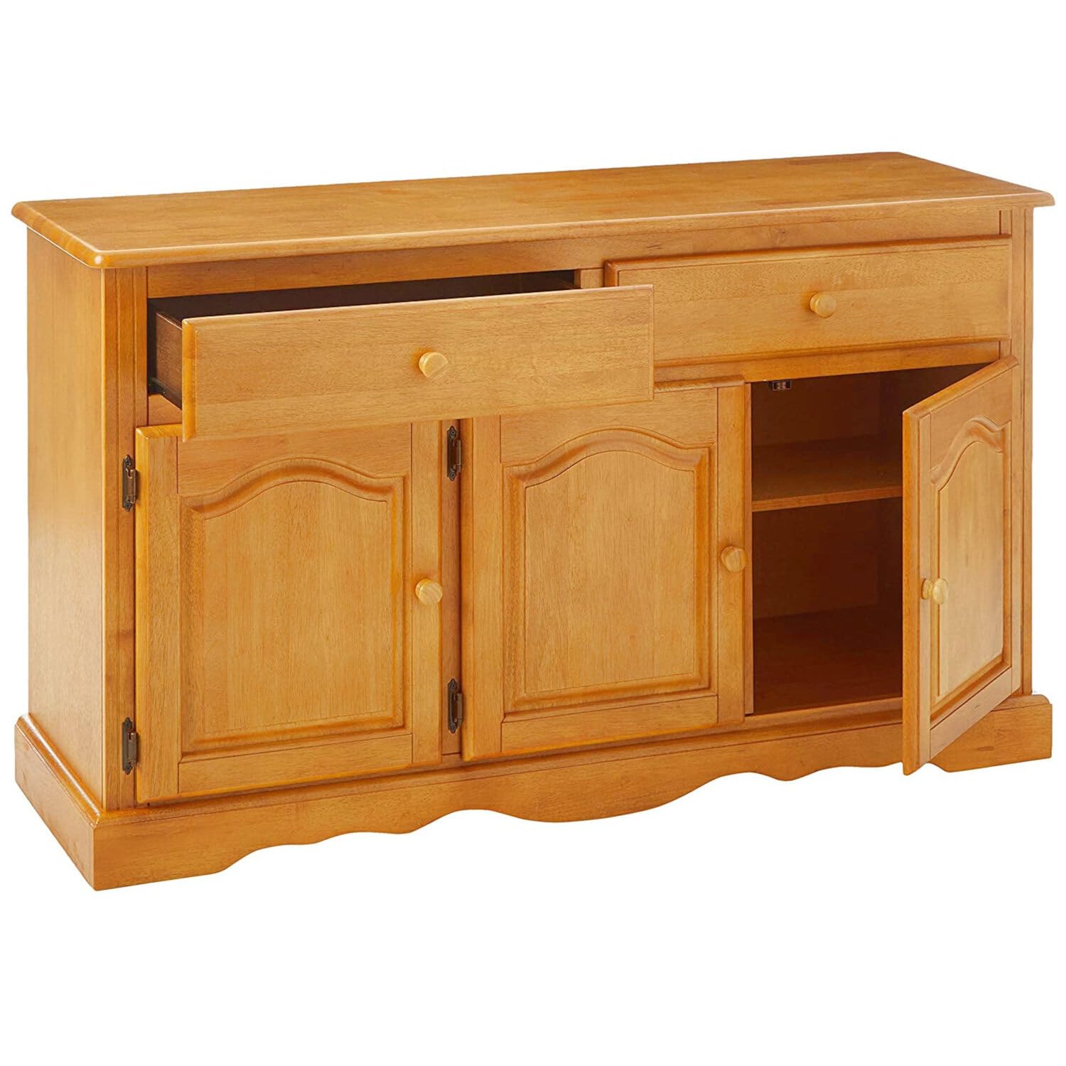 Sunset Trading Oak Selections Treasure Buffet and Lighted Hutch | Light Oak