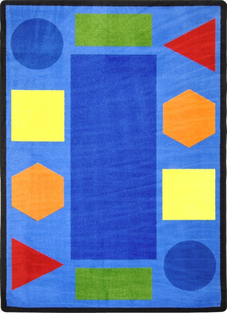 Joy Carpets Kid Essentials Sitting Shapes 132 Round Indoor Area Rug in Color Multi