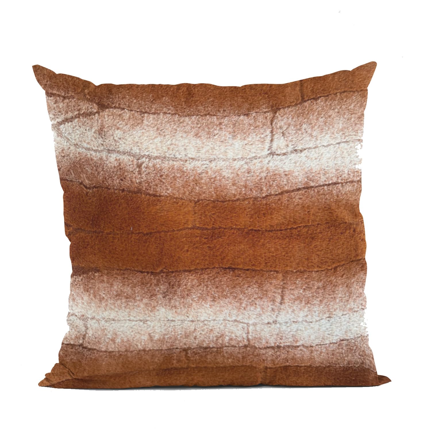 Plutus Orange Brown Furever Animal Faux Fur Luxury Throw Pillow - Double sided  20 x 36” King