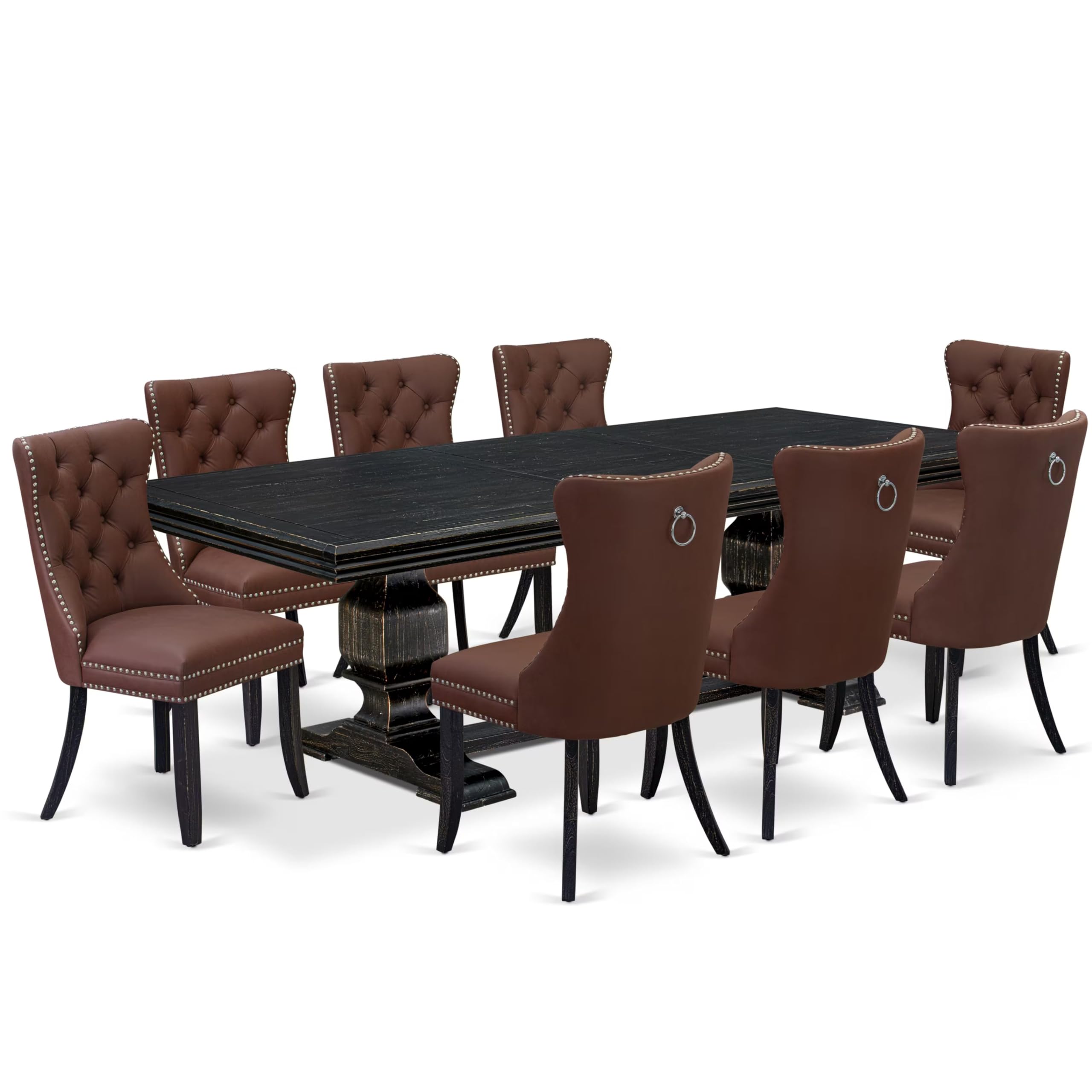 9 piece dining room set a dining table and 8 Faux Leather dining Chairs
