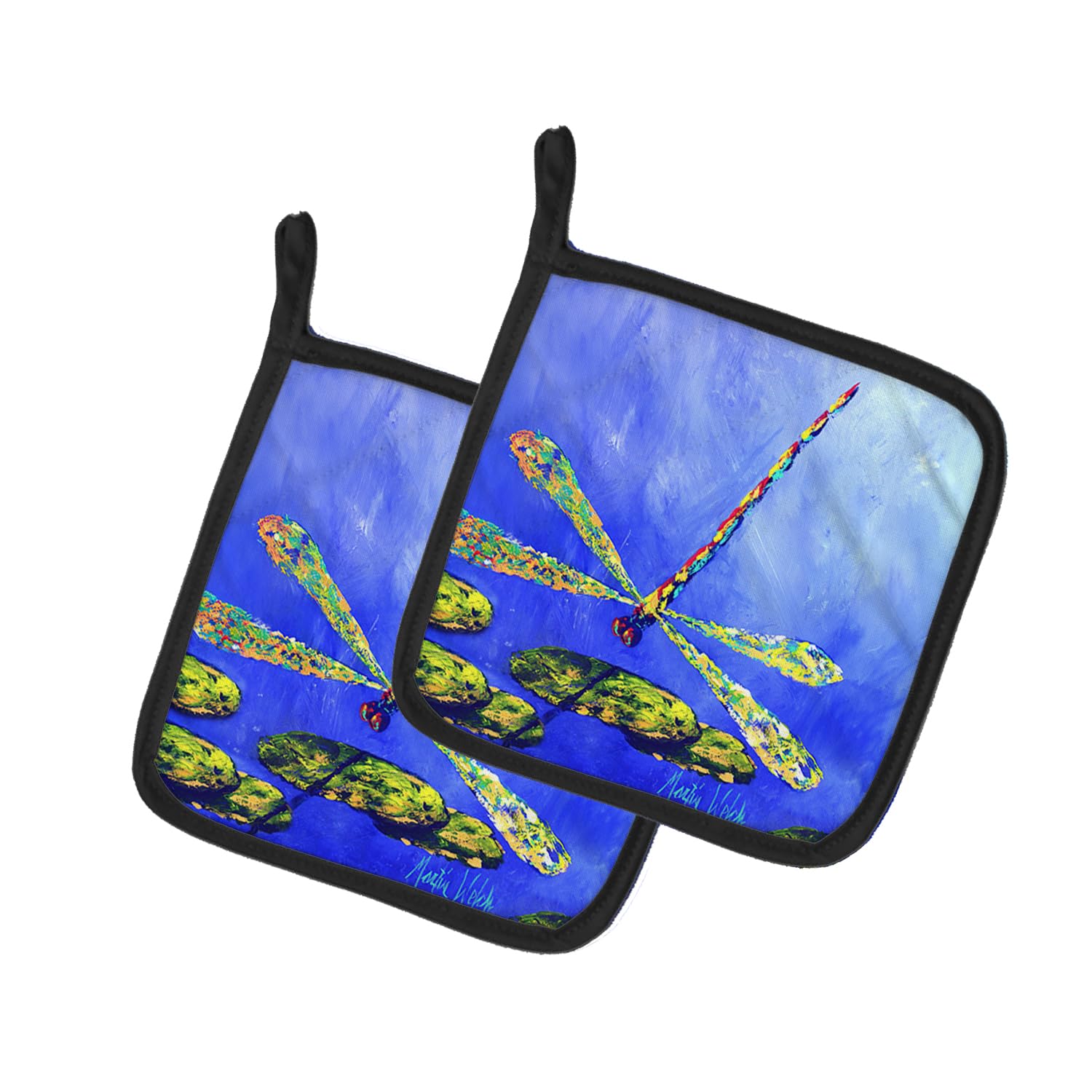 Blue Dragonfly Pair of Pot Holders
