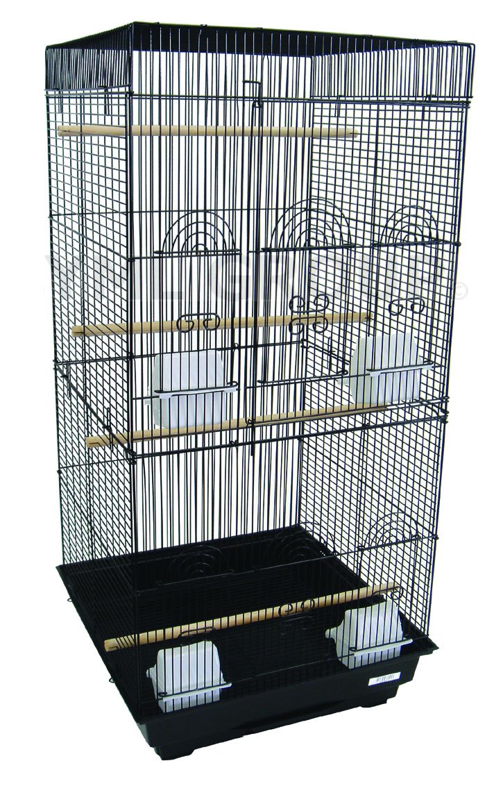 6924 3/8 Bar Spacing Tall SquareTop Small Bird Cage - 18″x18″ In Black