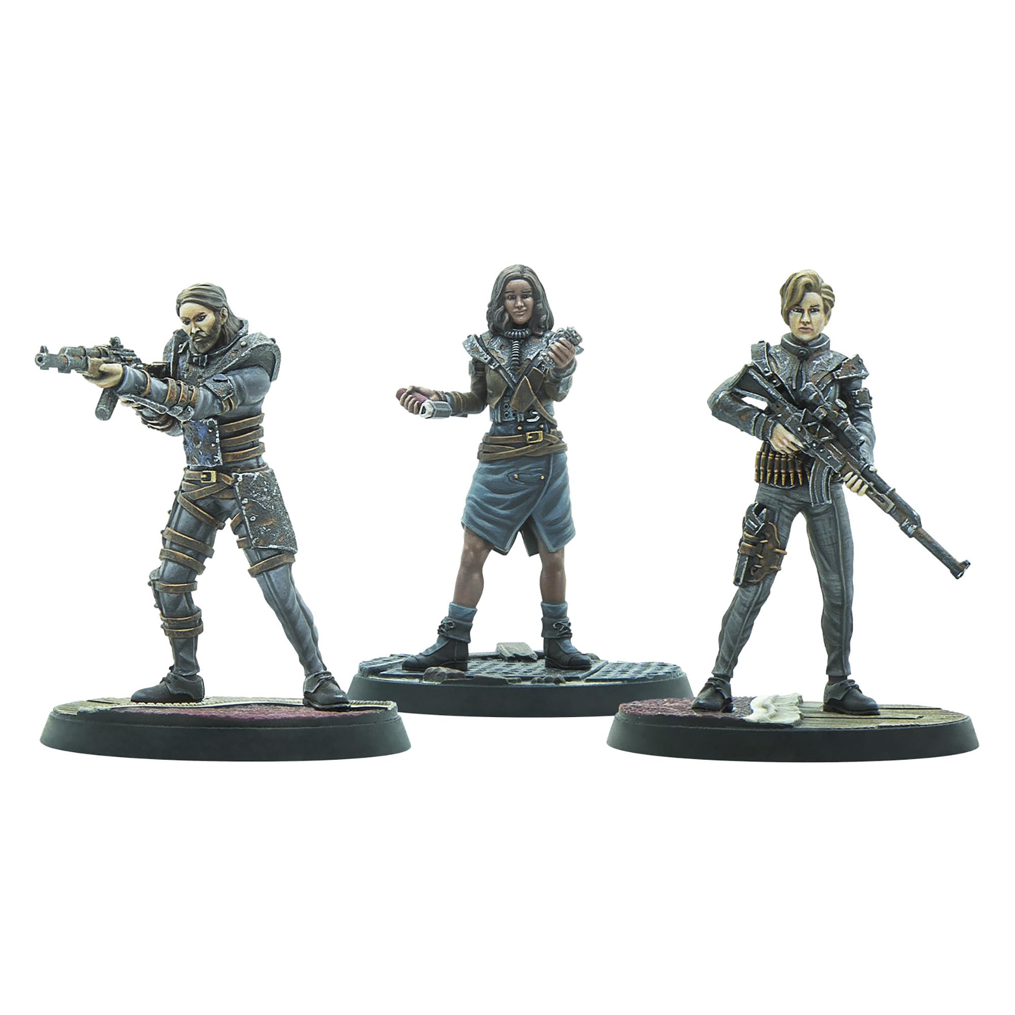 Modiphius Entertainment: Fallout: Wasteland Warfare Raiders - Operators Bosses - 3 Figures, Nuka World Wave, 32mm Multi-Part Resin Unpainted Mniatures
