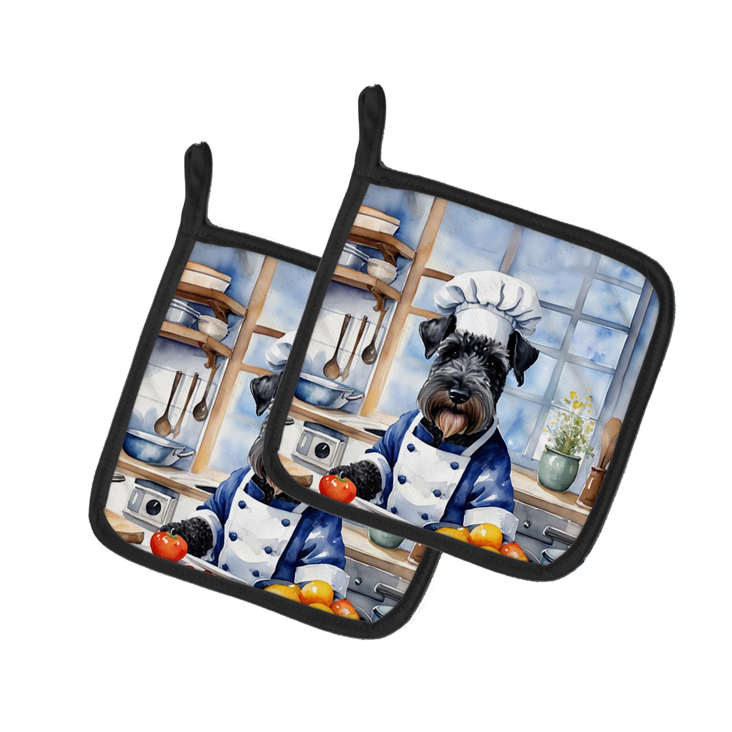 Kerry Blue Terrier The Chef Pair of Pot Holders