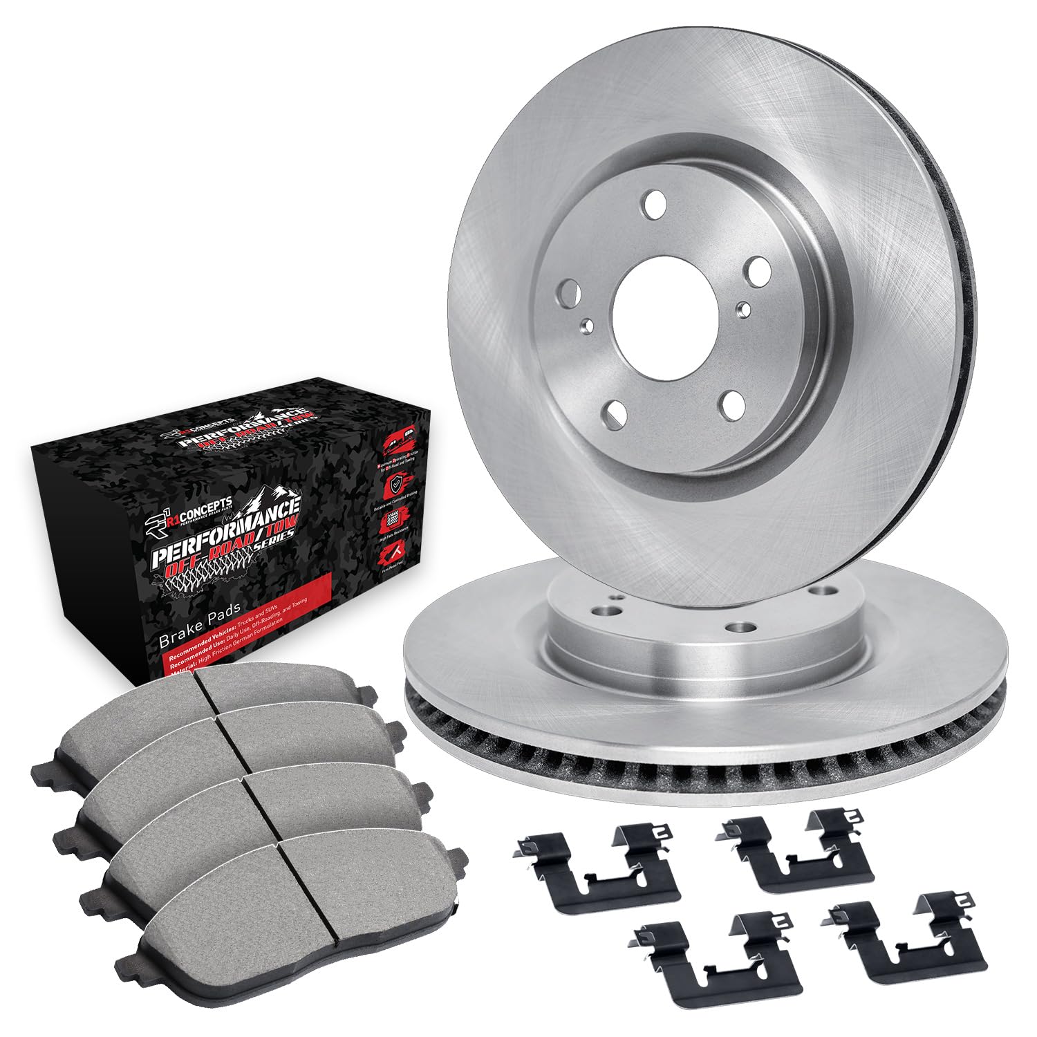R1 Concepts Disc Brake Rotor Set with Off-Road/Tow Brake Pads and Hardware WFVH1-40031