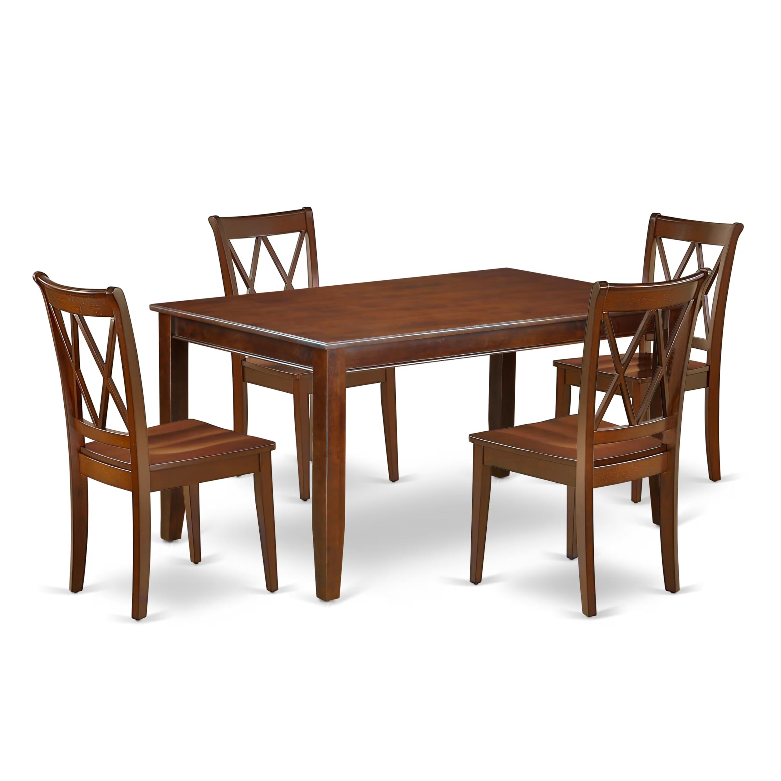 East West Furniture DUCL5-MAH-W Dudley 5 Piece Room Furniture Set Includes a Rectangle Kitchen Table and 4 Dining Chairs, 36x60 Inch, Mahogany