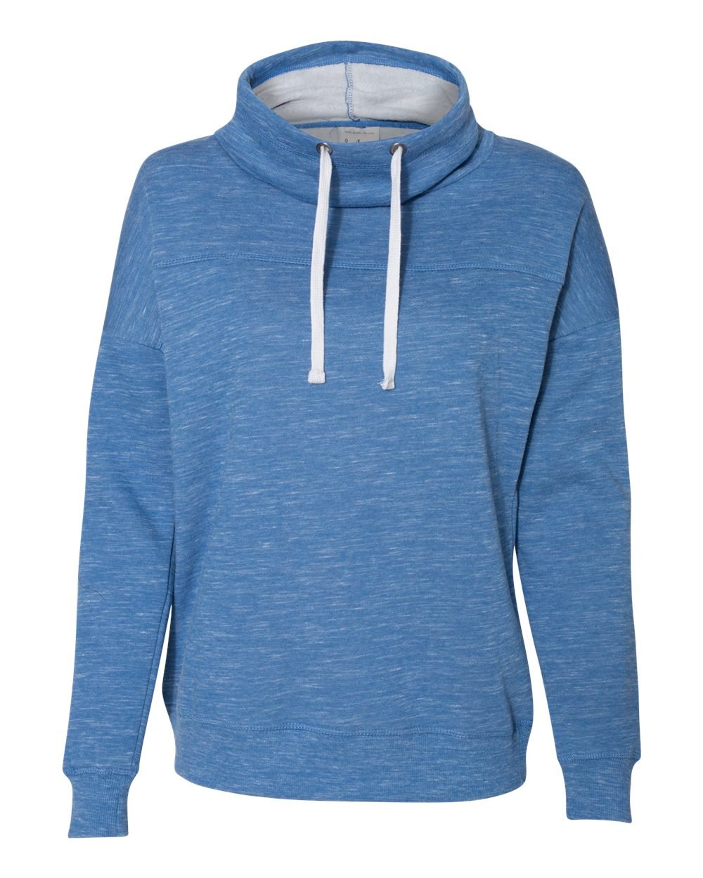 J. America Womens Mlange Fleece Cowl Neck Sweatshirt - Royal, S