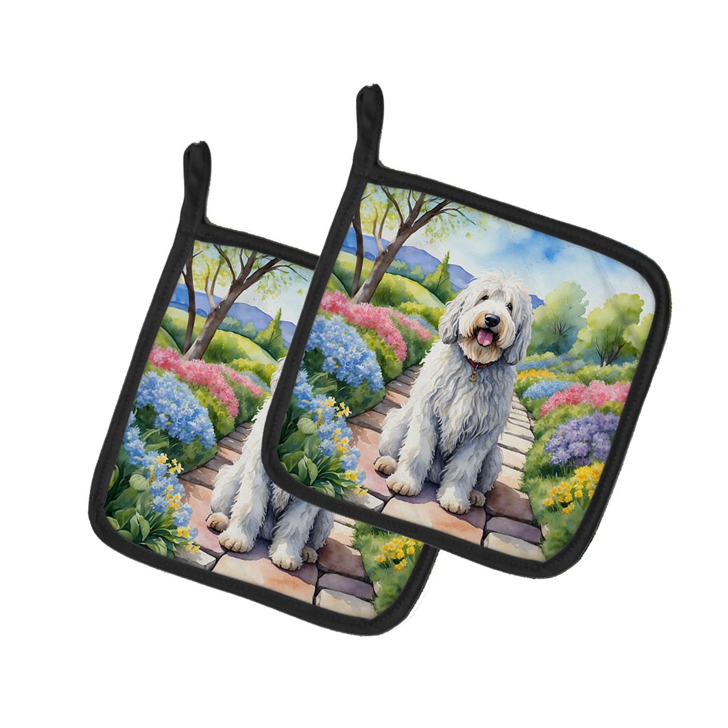 Komondor Spring Path Pair of Pot Holders