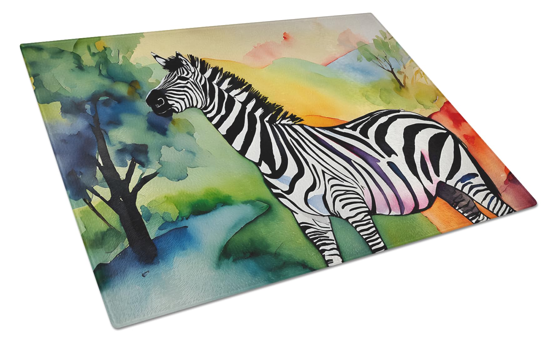 Carolines Treasures DAC3013LCB Zebra Glass Cutting Board Large Decorative Tempered Glass Kitchen Cutting and Serving Board Large Size Chopping Board