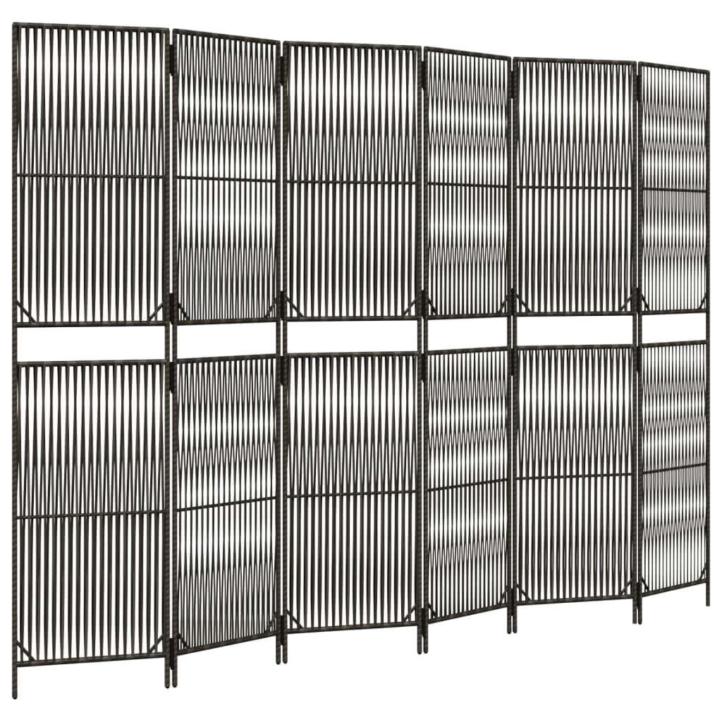 vidaXL Room Divider 6 Panels Gray Poly Rattan