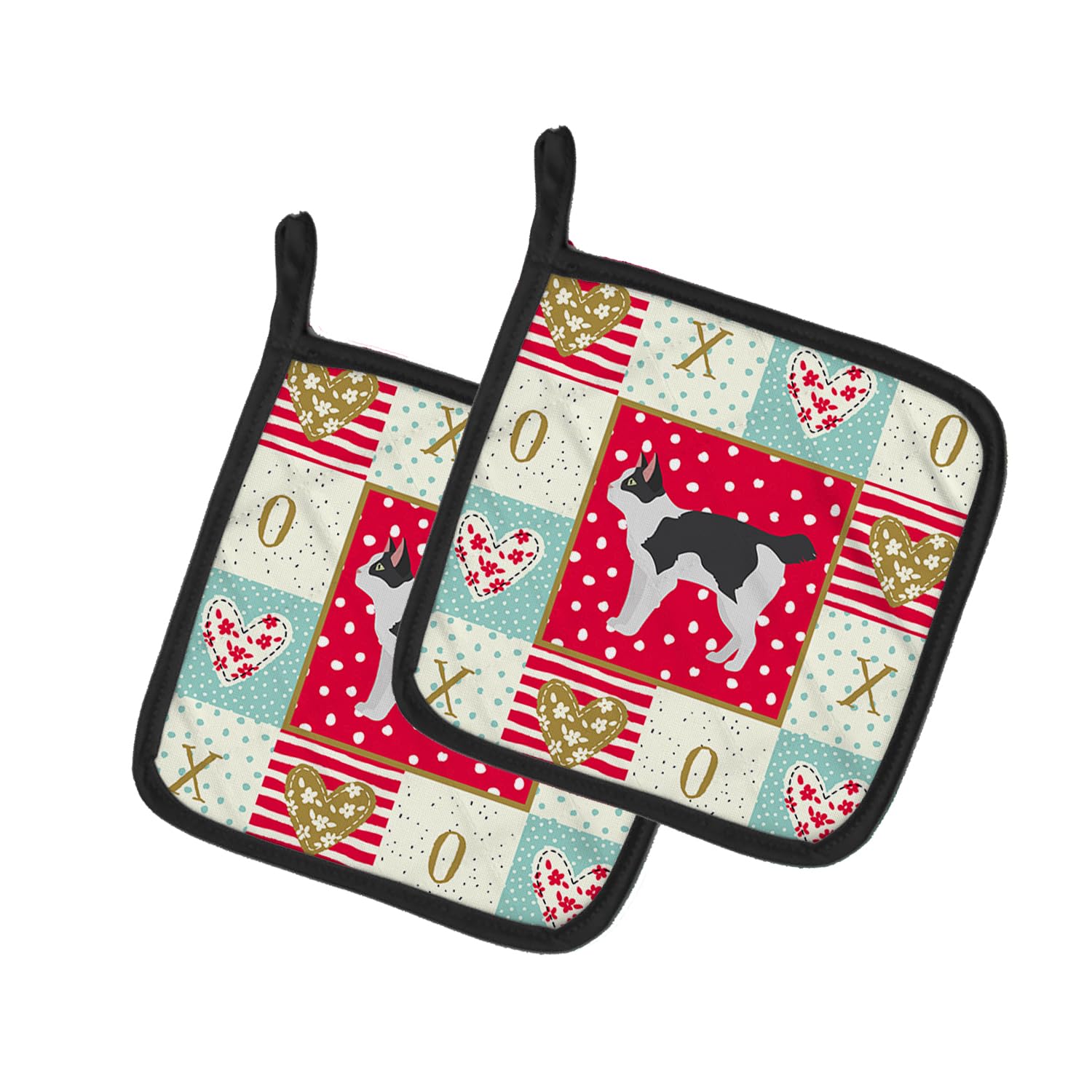 Japanese Bobtail Cat Love Pair of Pot Holders