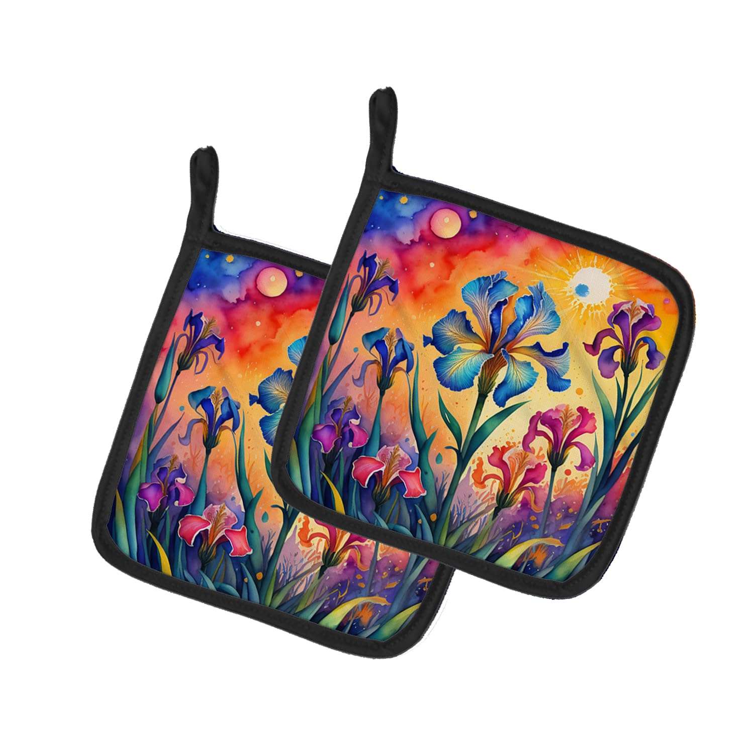 Colorful Iris Pair of Pot Holders