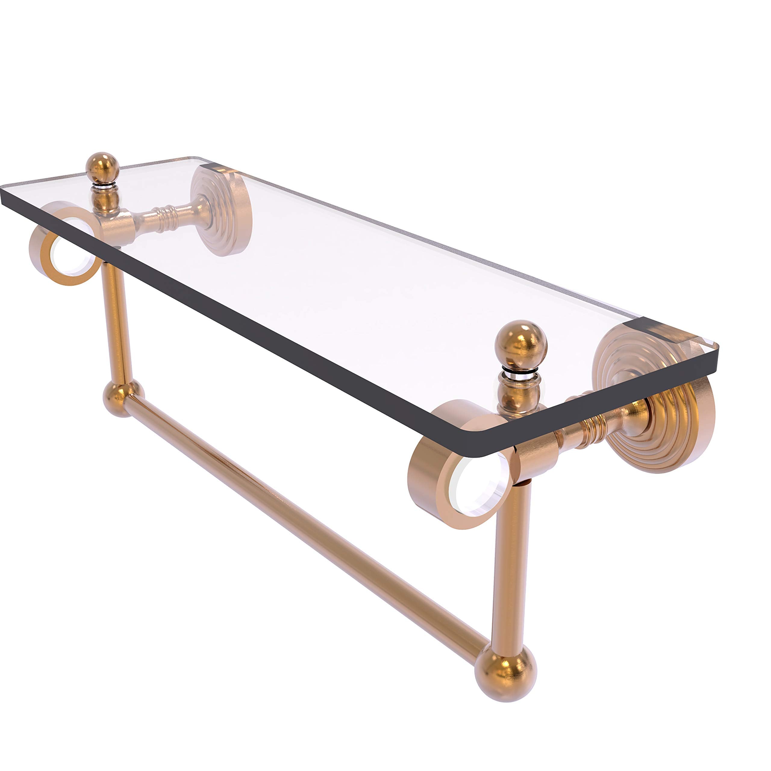 Pacific Grove Collection 16 Inch Glass Shelf with Towel Bar - Brushed Bronze