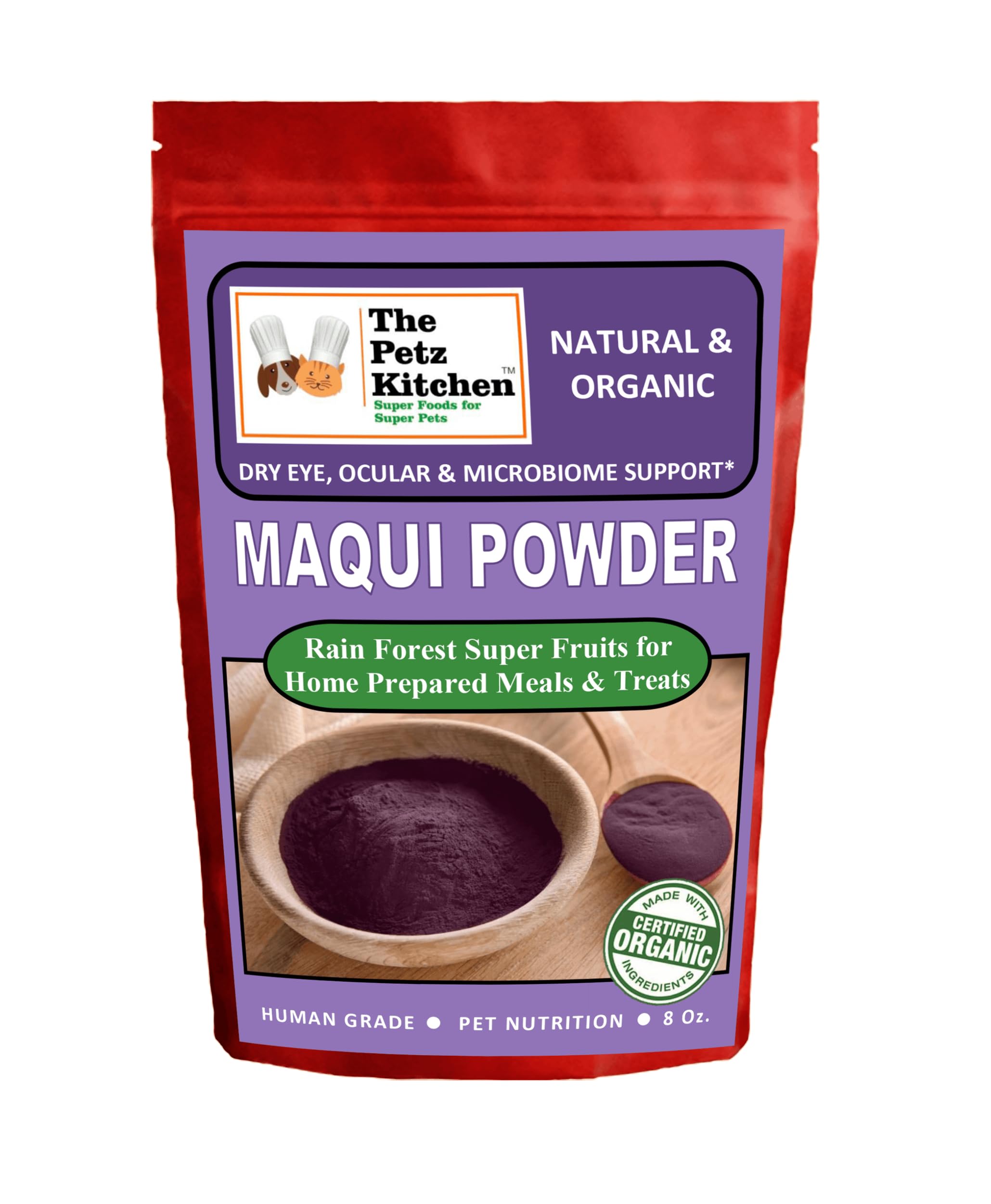 Maqui Berry Powder - Dry Eye Ocular & Microbiome Support* Organic The Petz Kitchen Dog & Cat Holistic Super Foods*