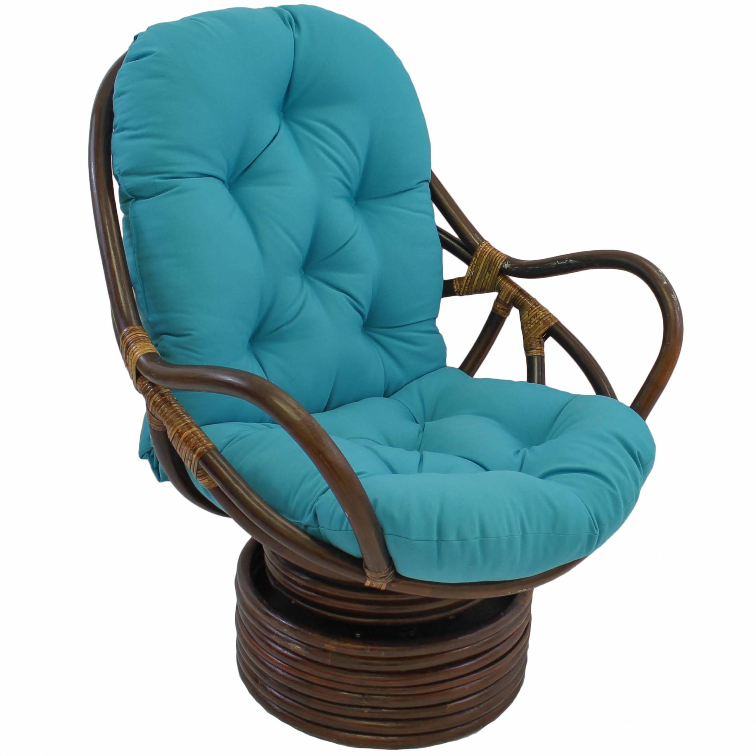 48-inch by 24-inch Solid Twill Swivel Rocker Cushion - Aqua Blue