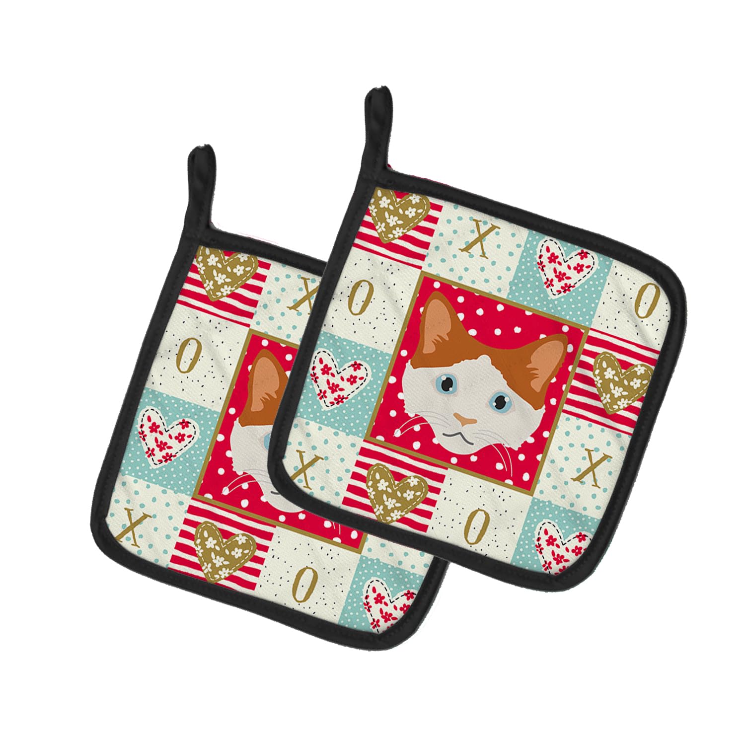 La Perm Cat Love Pair of Pot Holders