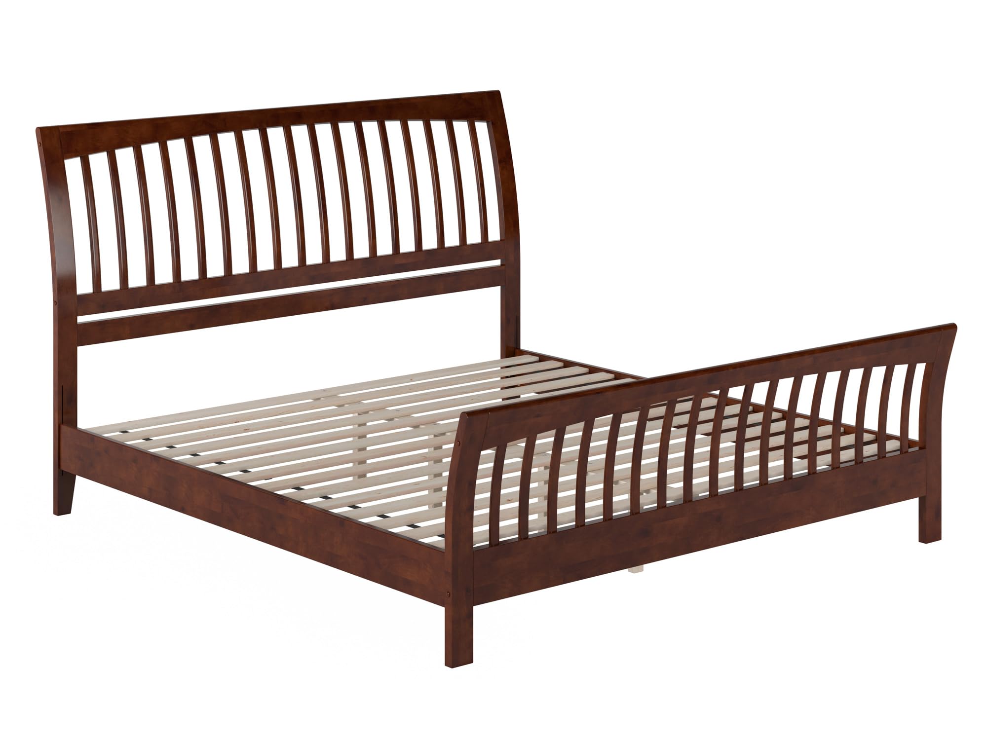 Orleans King Solid Wood Low Profile Platform Bed with Matching Footboard in Walnut