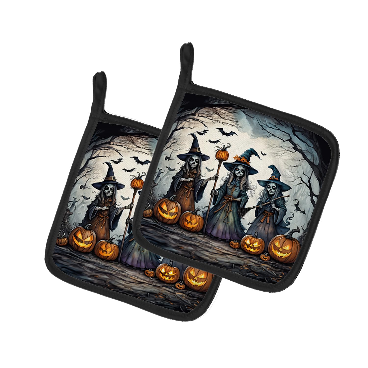 Witches Spooky Halloween Pair of Pot Holders