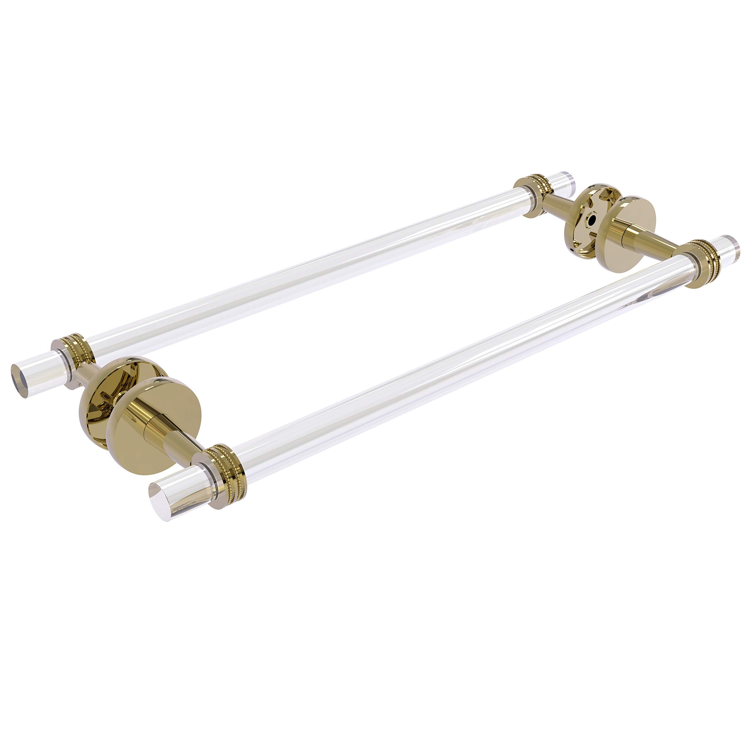 Clearview Collection 18 Inch Back to Back Shower Door Towel Bar with Dotted Accents - Unlacquered Brass