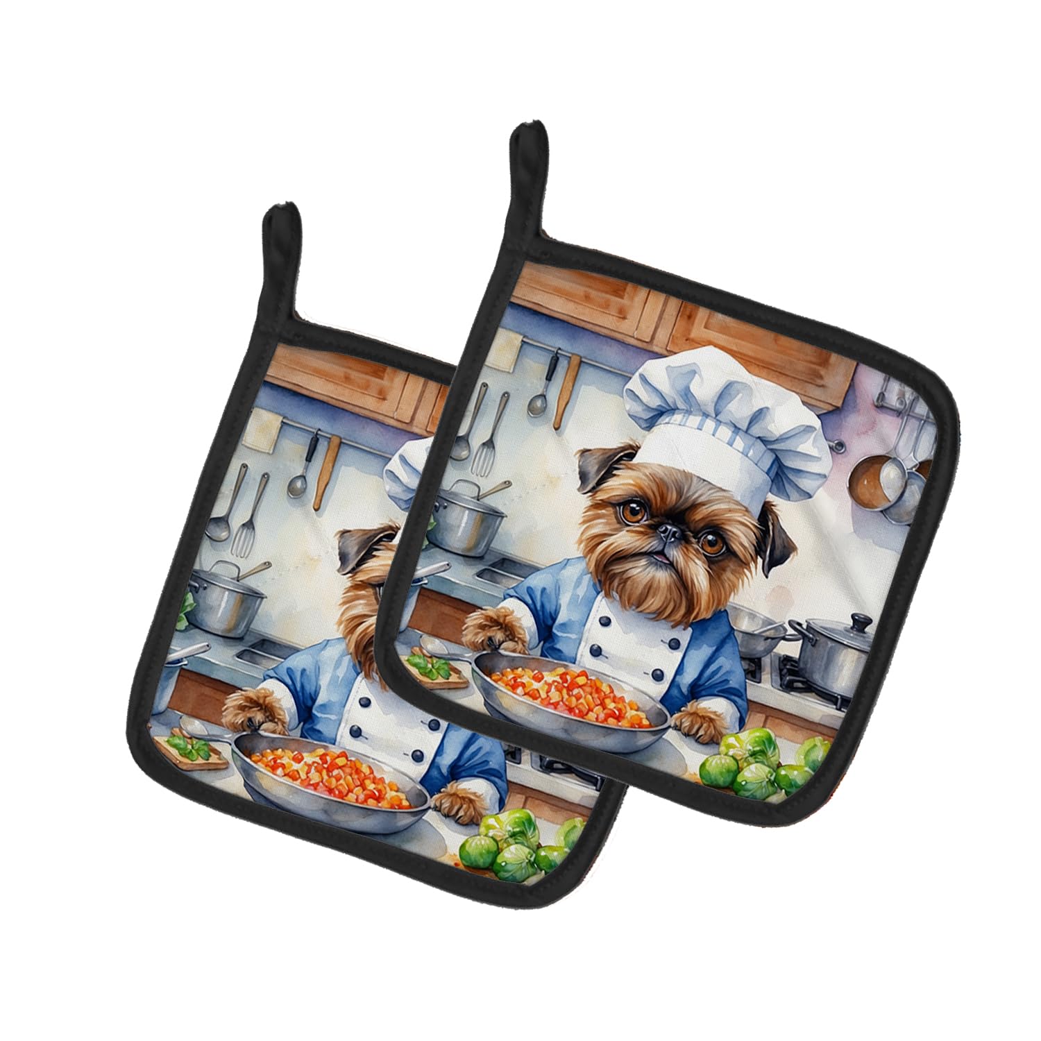 Brussels Griffon The Chef Pair of Pot Holders