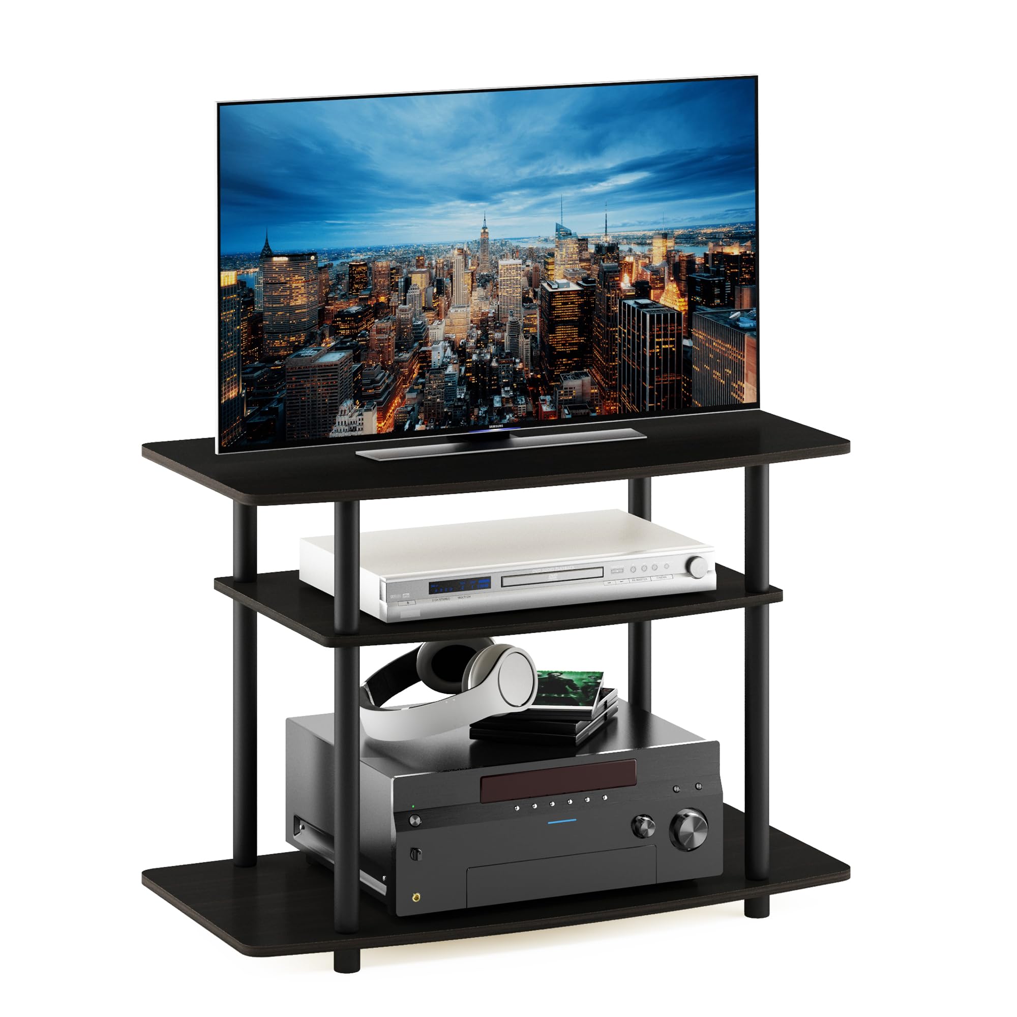 Furinno 13192EX/BK Turn-N-Tube No Tools  3-Tier TV Stands