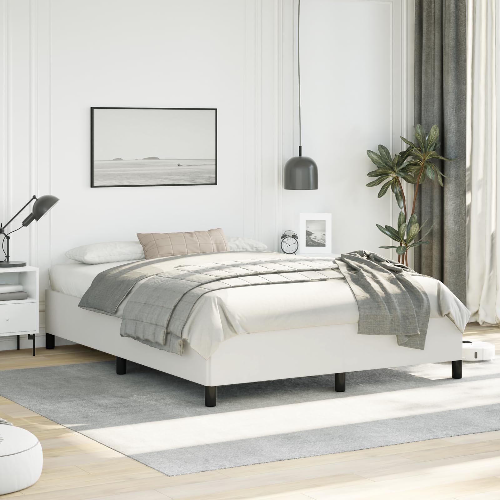 vidaXL Bed Frame White 59.8x79.9??Queen Faux Leather