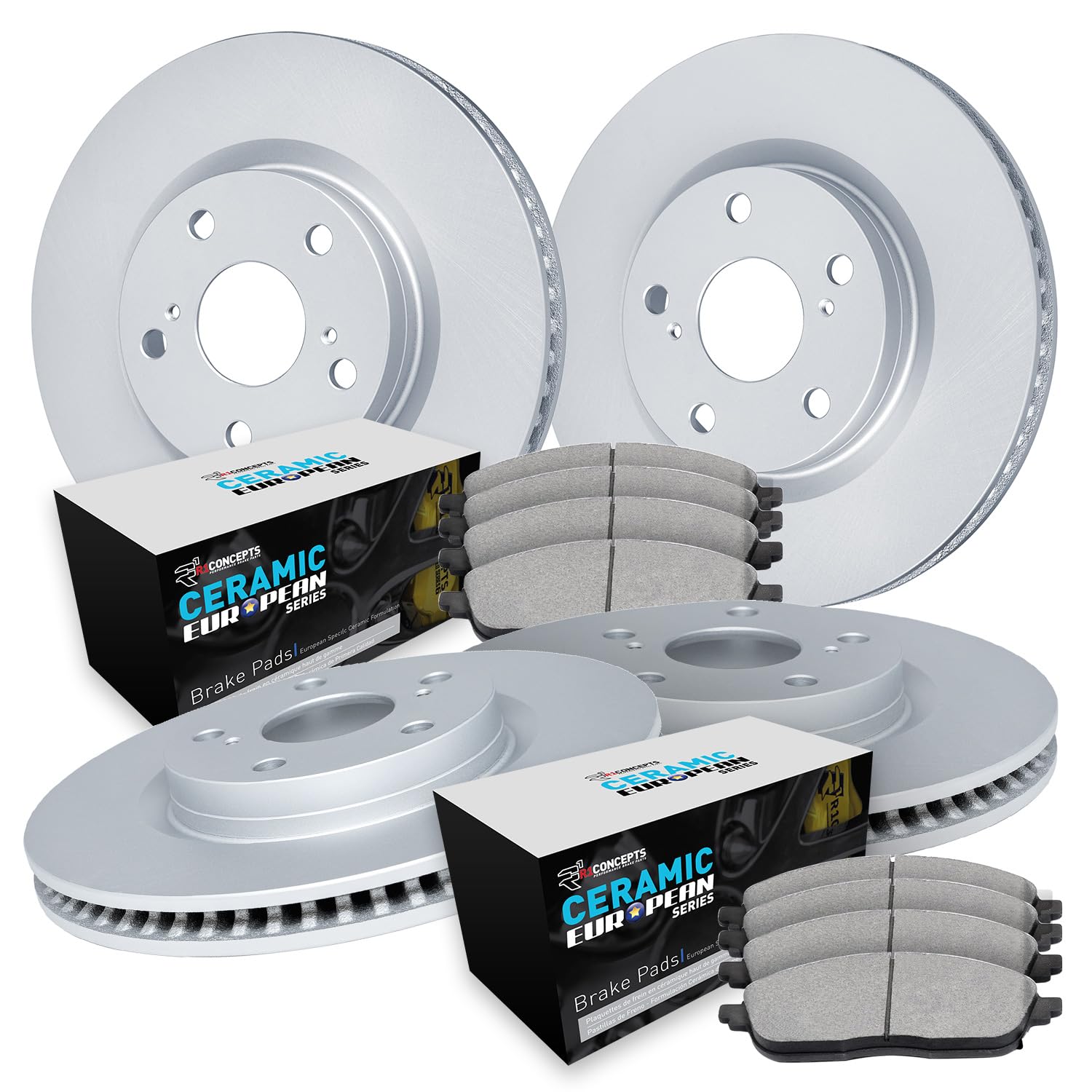 R1 Concepts Carbon Coated Disc Brake Rotor Set with Euro Ceramic Pads WDTN2-73005