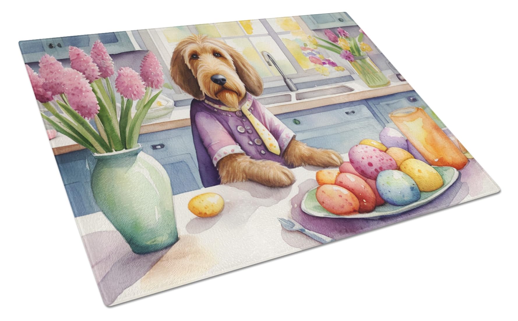 Carolines Treasures DAC6864LCB Decorating Easter Otterhound Glass Cutting Board Decorative Tempered Glass Kitchen Cutting and Serving Board Large Size Chopping Board